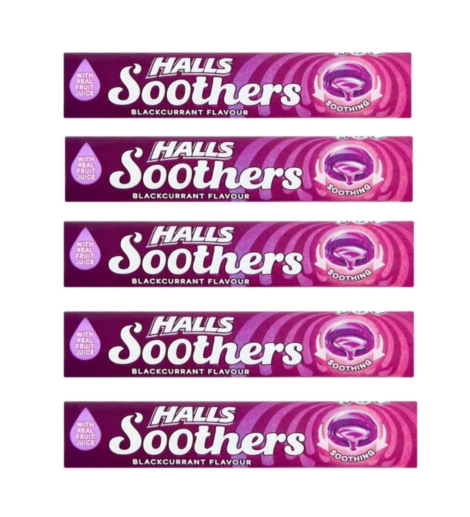 Halls Soothers Blackcurrant 45g Bars (Pack of 5) Multipack - Sore Throat Sweets Lozenges - Buy Online on GoSupps.com