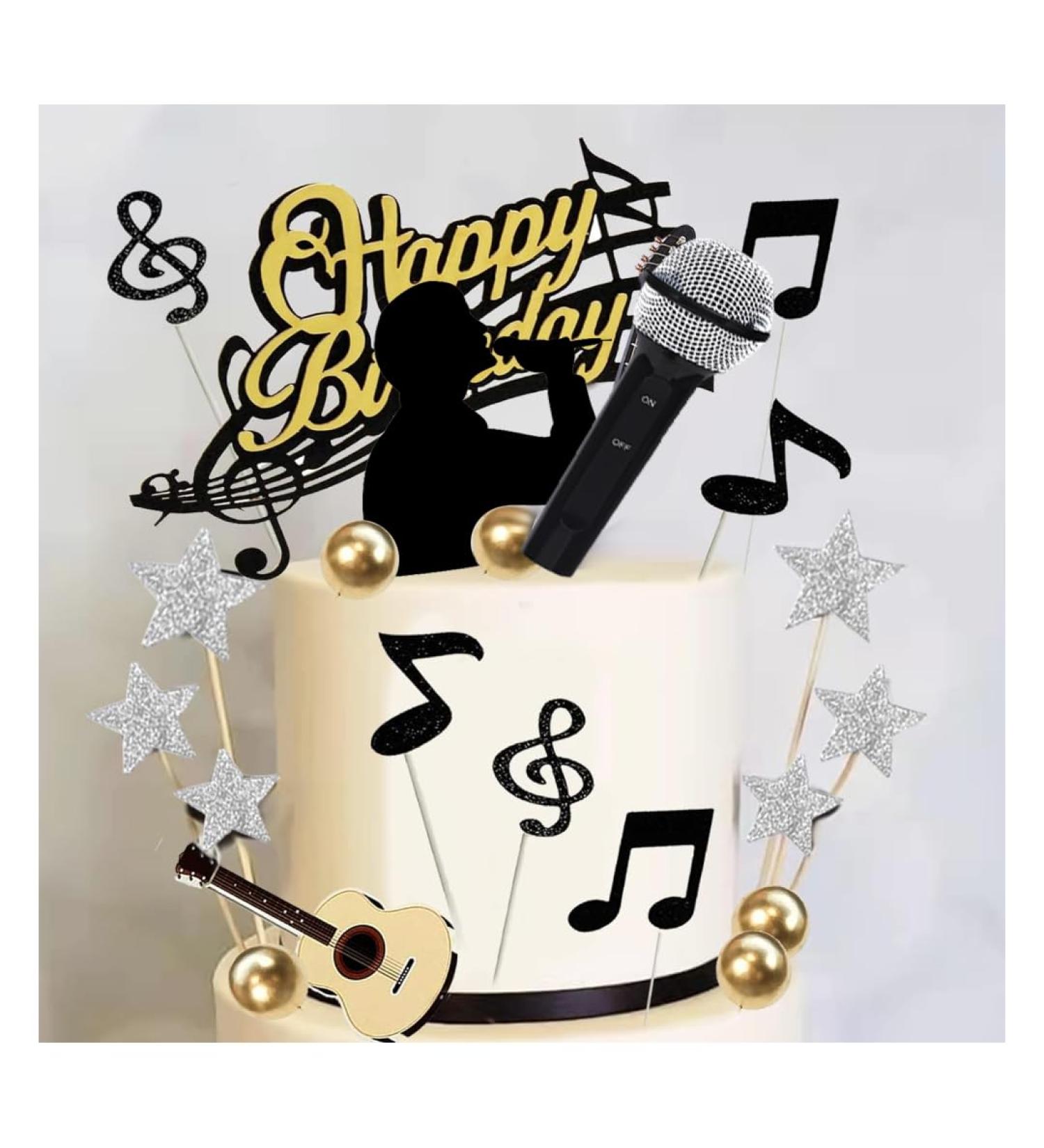 Microphone Music Cake Topper Karaoke Singer Birthday Cake Decor - Buy Online on GoSupps.com