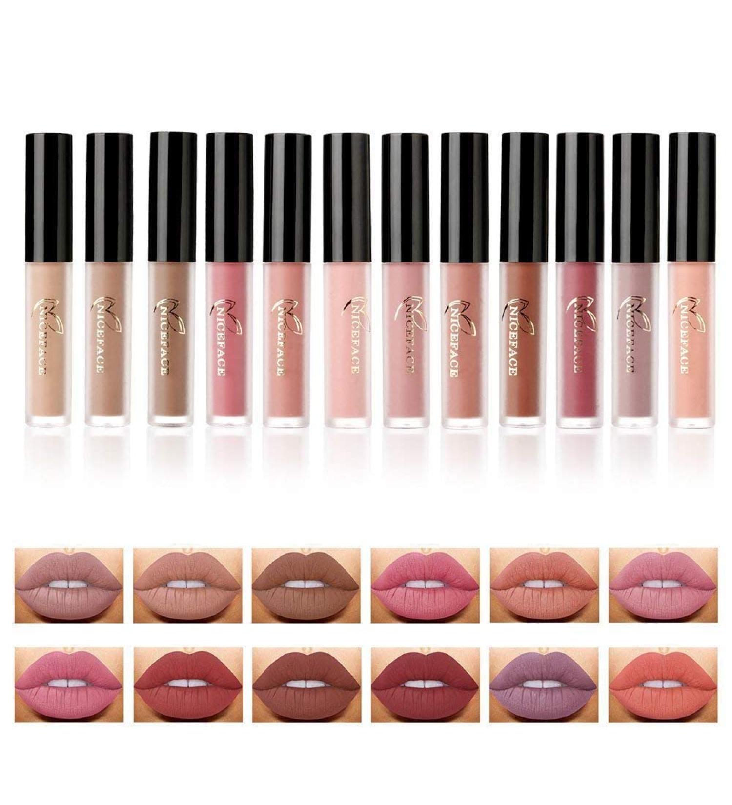 Mist Matte Nude Lipstick Set 12 Colors Waterproof Long Lasting Lip Gloss Non-Stick Cup Lipstick - Buy Online on GoSupps.com