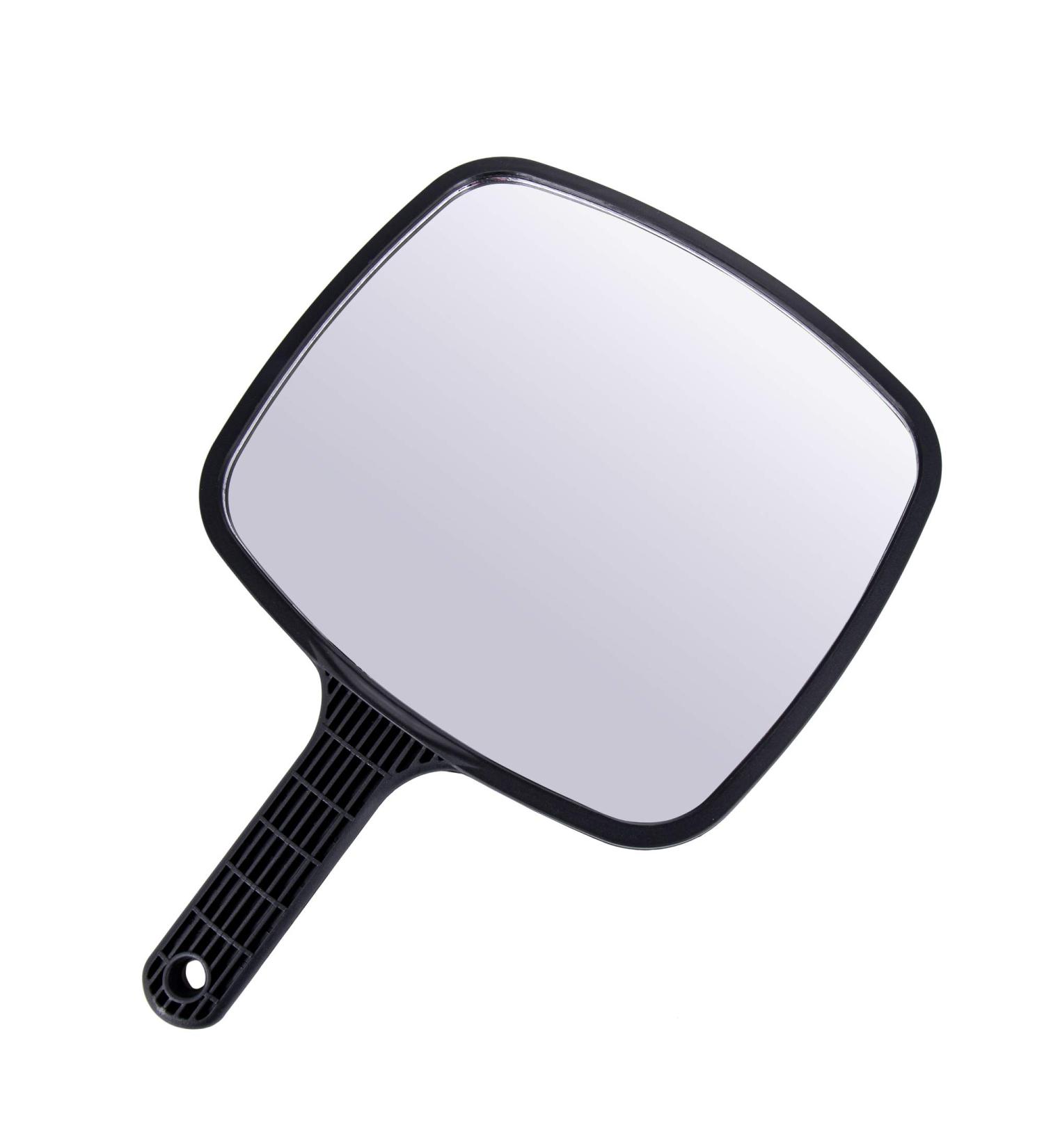 Poniks Portable Black Professional Hairdressing Mirror with Handle - 24 cm Rectangular Ideal for Salon Hairdressers | International Shipping Available - Buy Online on GoSupps.com