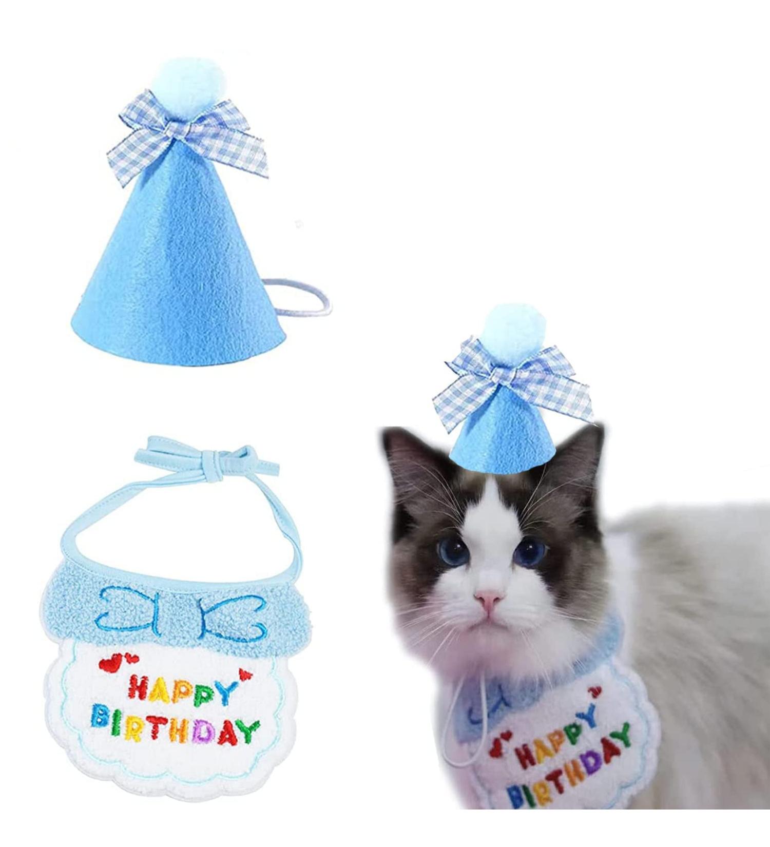 Fashion Pet Collar Dog Pet cat birthday hat Dog Birthday Accessories Dog cat pet spit pocket towel Floral Necklace with Hat Dog Birthday Suit Dog Birthday Scarf and Hat - Buy Online on GoSupps.com