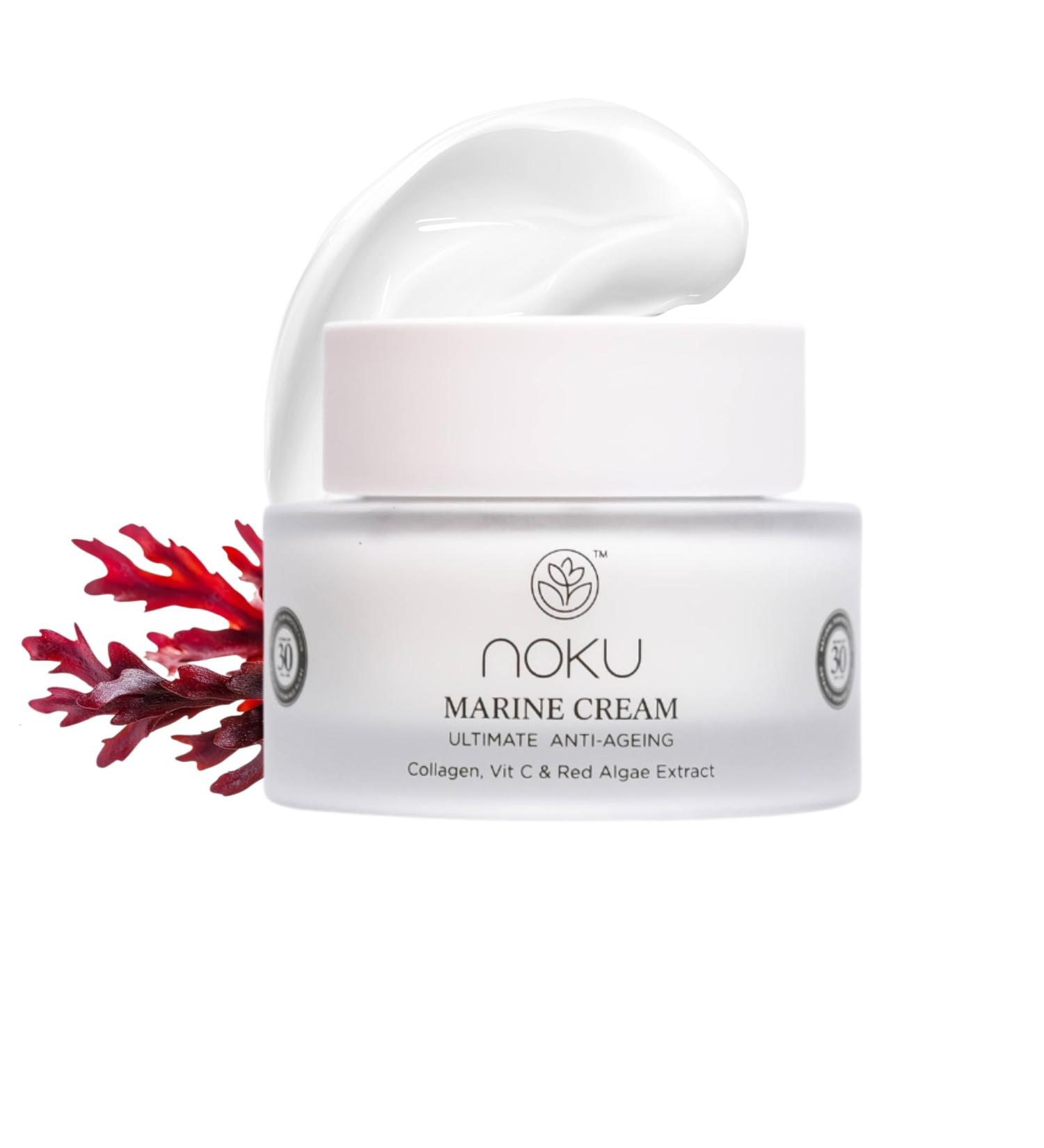 Noku Marine Cream EWG VERIFIED UltraHydrating Anti-Aging Moisturizer for Men & Women with Red Algae Vegan Collagen & Argireline Peptides | 50 ml | Vegan Cruelty-Free Award-Winning Formula 1.7 Fl Oz (Pack of 1) - Buy Online on GoSupps.com