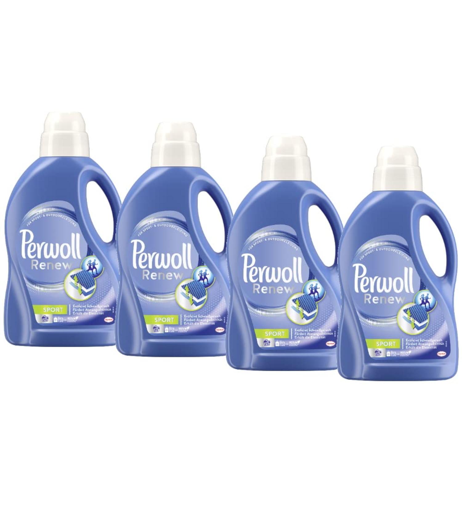 Perwoll Renew Sport Liquid Detergent 4-pack | Hygiene Detergent for Sports & Functional Clothing | Intensive Freshness (1.375L 100 Washes) - Buy Online on GoSupps.com