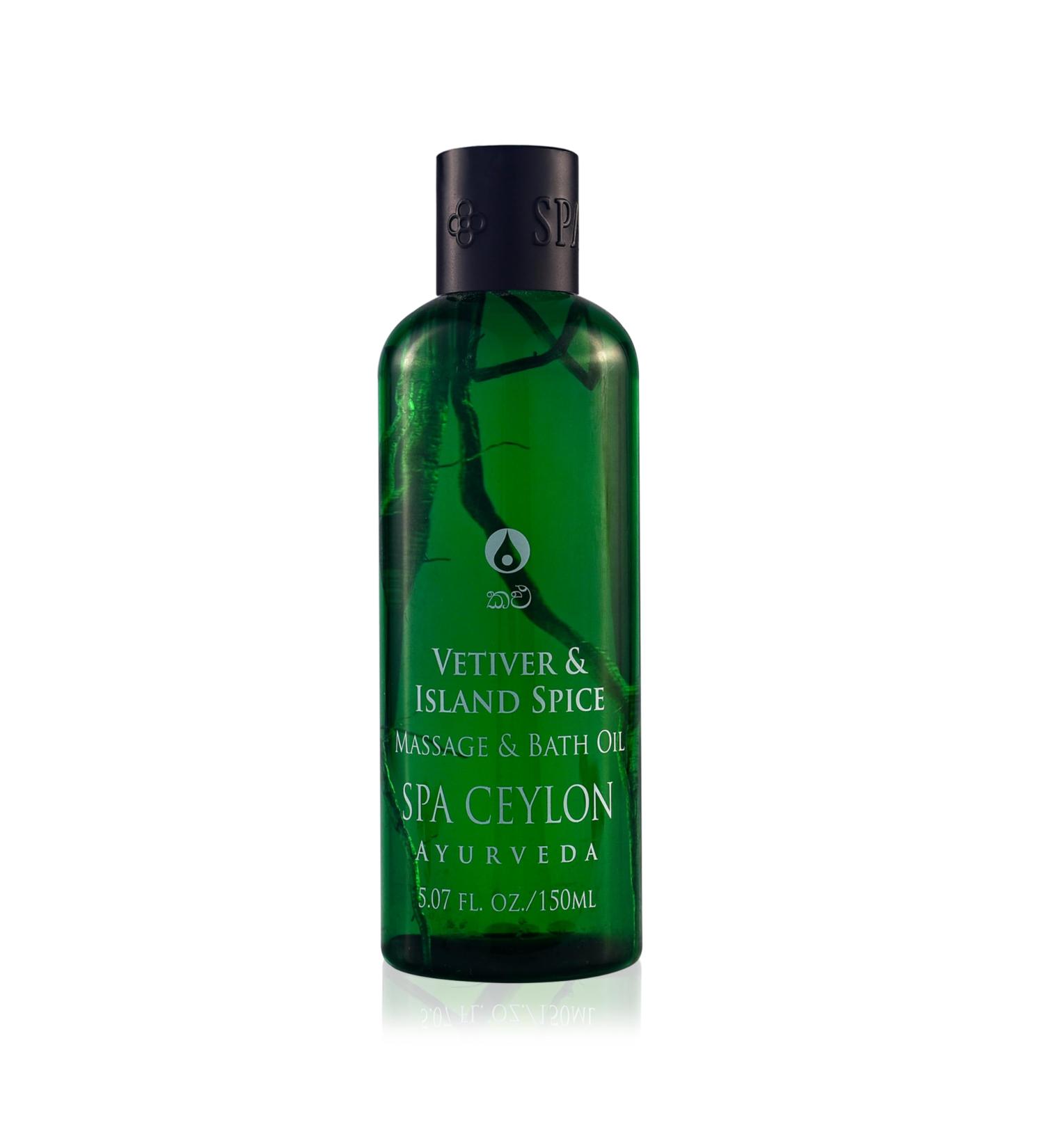 SPA CEYLON VETIVER & Island Spice Massage & Bath Oil | Ultimate Relaxation | Professional Massage Oil | Body Oil Massage | Oil for Massage Therapy | Natural Massage Oil