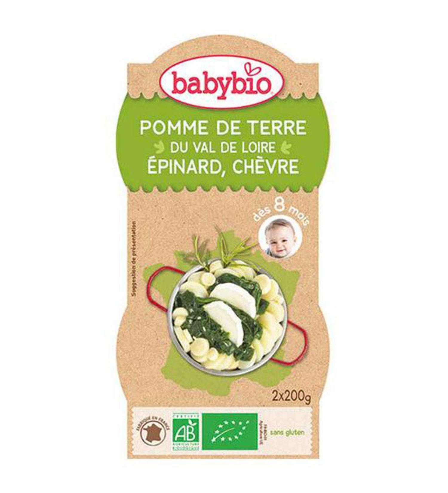 Babybio Petit Bol L gumes Trio de Pomme de Terre du Val de Loire Epinard Ch vre 8+ Mois 400 g Trio 400 g (Lot de 1)