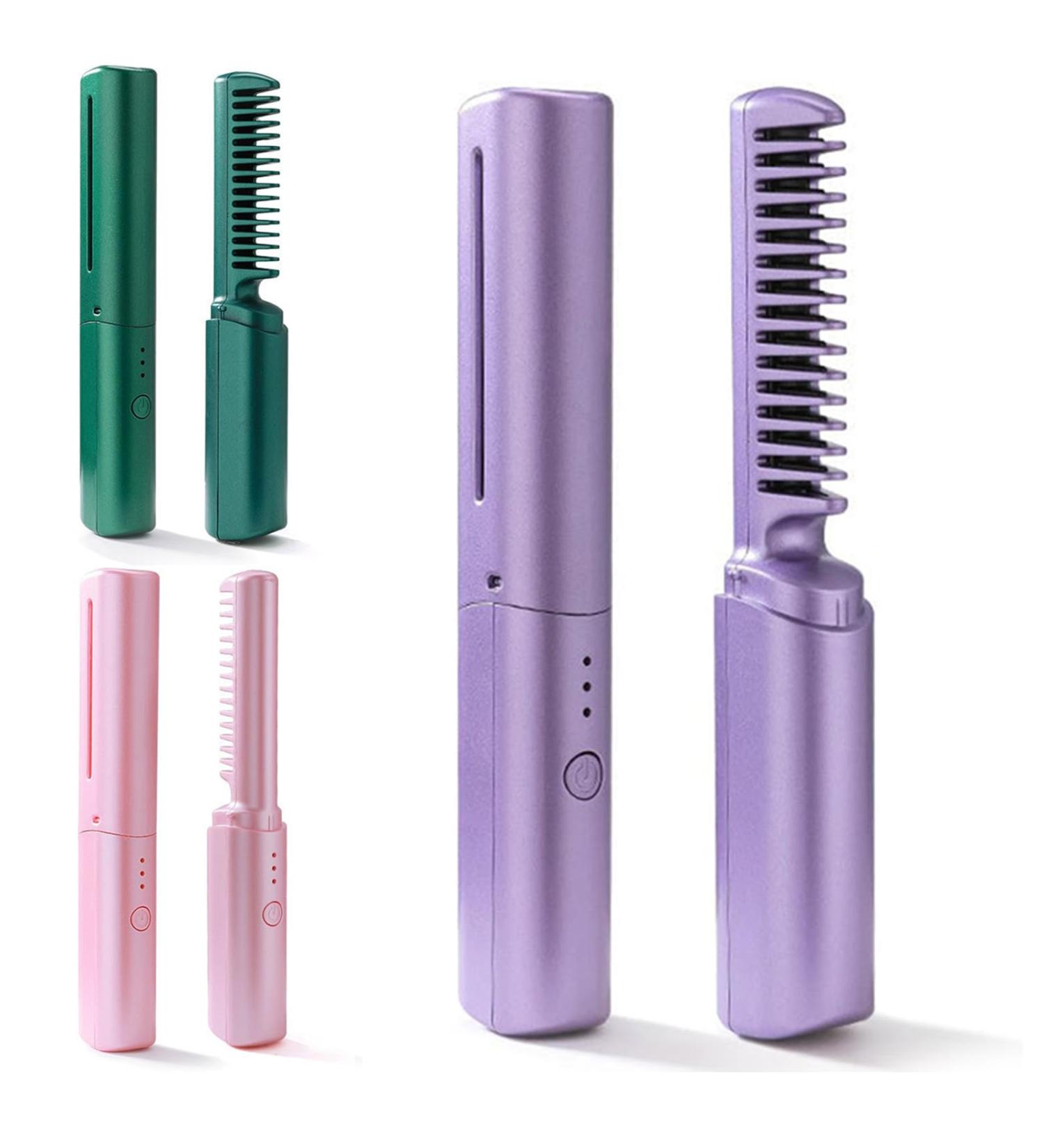 2024 Portable Mini Cordless Ceramic Hair Straightener Brush - 4000mAh Anion Technology Fast Heating - International Shipping Available - Buy Online on GoSupps.com