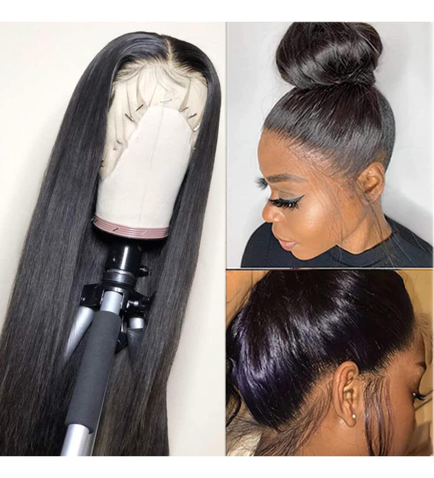 Sdamey HD Transparent 360 Lace Front Wig 18 Inch 10A Brazilian Virgin Human Hair Pre Plucked with Baby Hair 180% Density - Natural Color - Glueless Lace Frontal Closure Wig for Black Women - Buy Online on GoSupps.com
