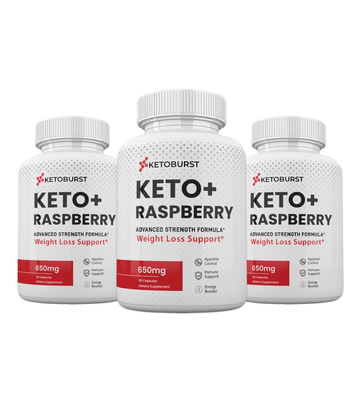 (3 Pack) KetoBurst Keto+ Raspberry Advanced Formula - KetoBurst Capsules Dietary Supplement (180 Capsules)