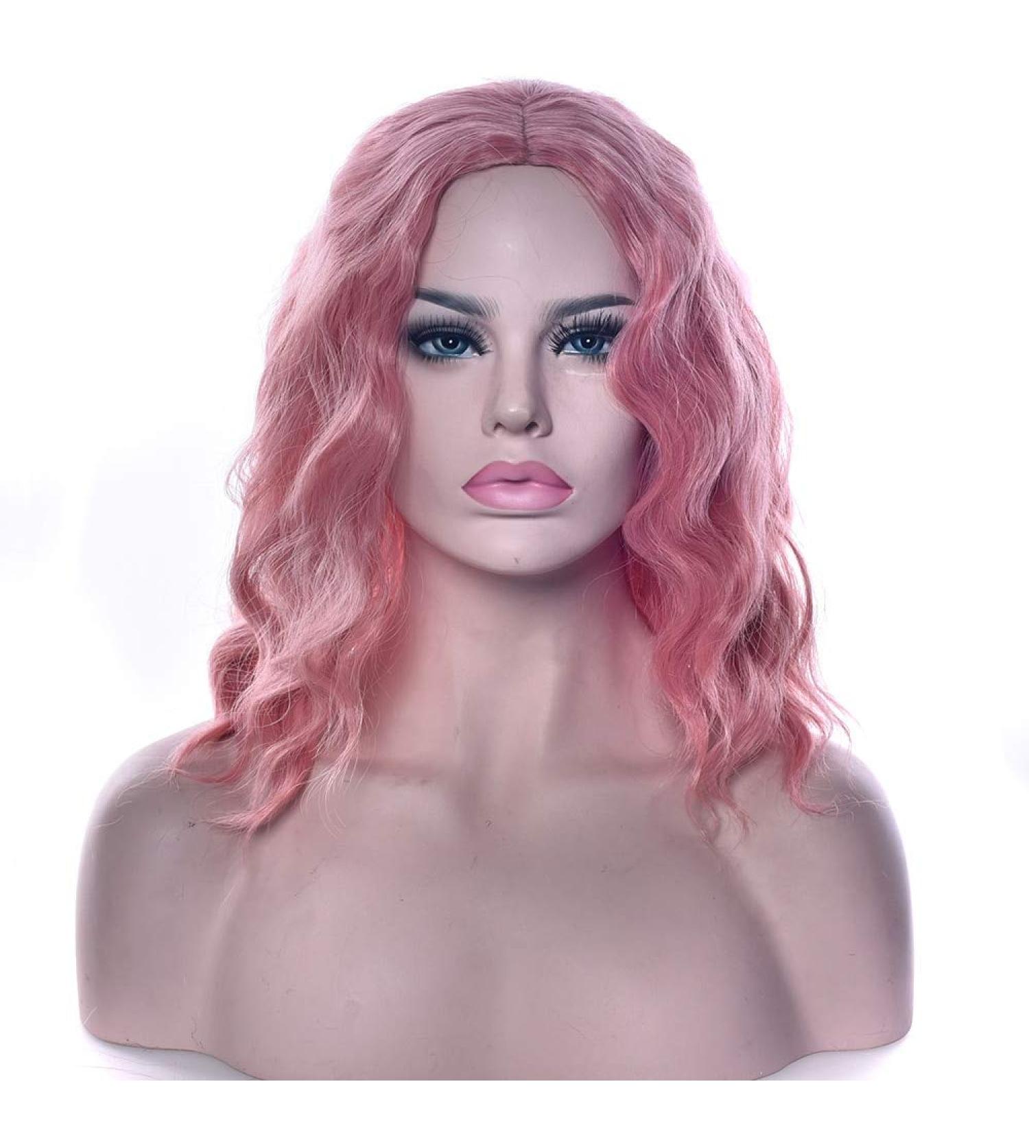 LFMDJF Short Wavy Black Blonde Wigs Synthetic Hair Hair Pieces Party Hair Red Gray Wig for Women 12inches RED 2312