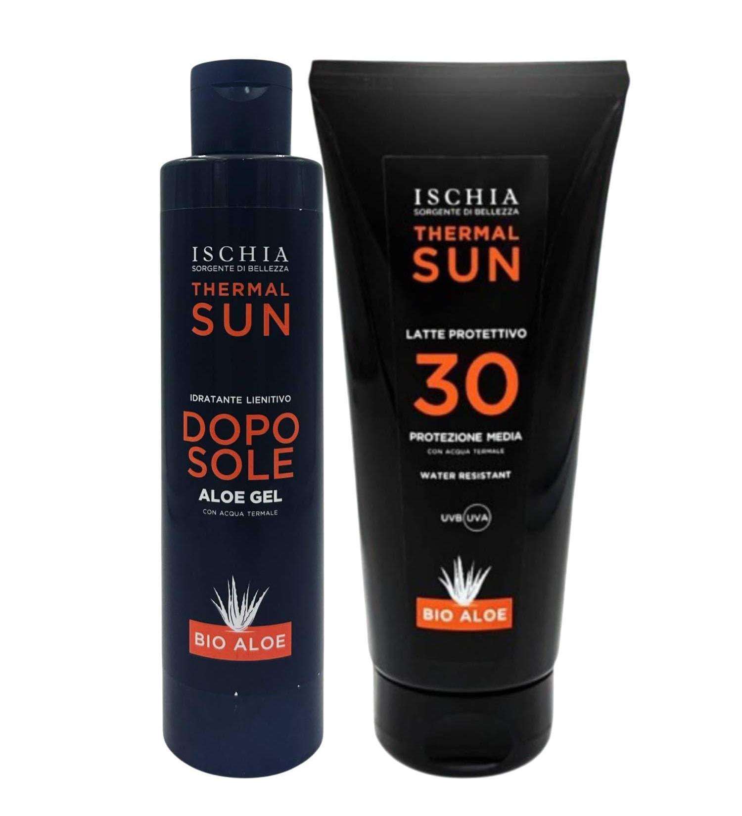  Ischia Sorgente di Bellezza Ischia Sorgente di Bellezza Thermal Sun Moisturizing and Soothing Body and Face Aftersun with Thermal Water and Aloe Bio Gel 200ml (After Sun + Sun Milk Spf 30) - Buy Online on GoSupps.com