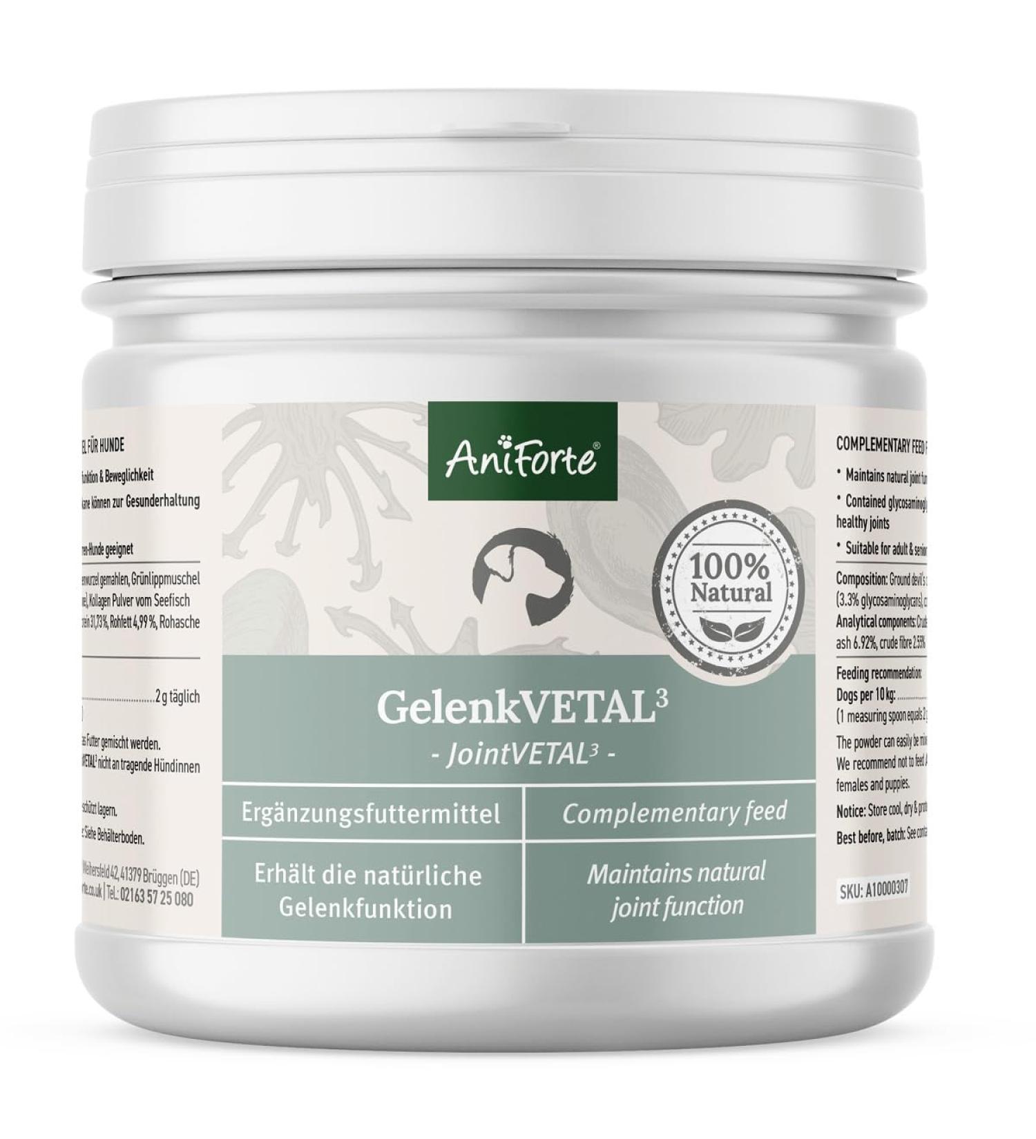 AniForte Gelenk-VETAL 3 Joint Powder for Dogs 250g - Natural Product Based on Green-lipped Mussel Powder Collagen & Devil's Claw Root Joints & Movement - Buy Online on GoSupps.com