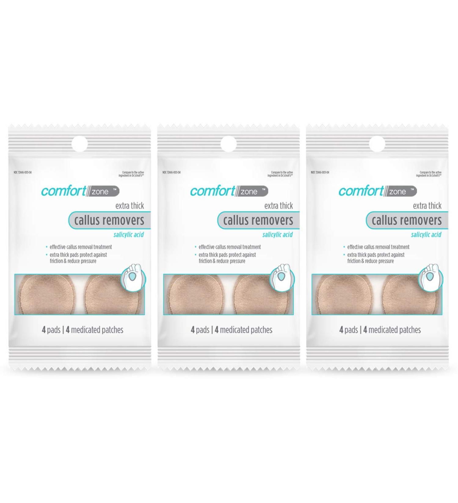 Comfort Zone Extra Thick Callus Remover - Effectively Removes Calluses, Protects Against Friction - 4 Count (Pack of 3) - Buy Online on GoSupps.com