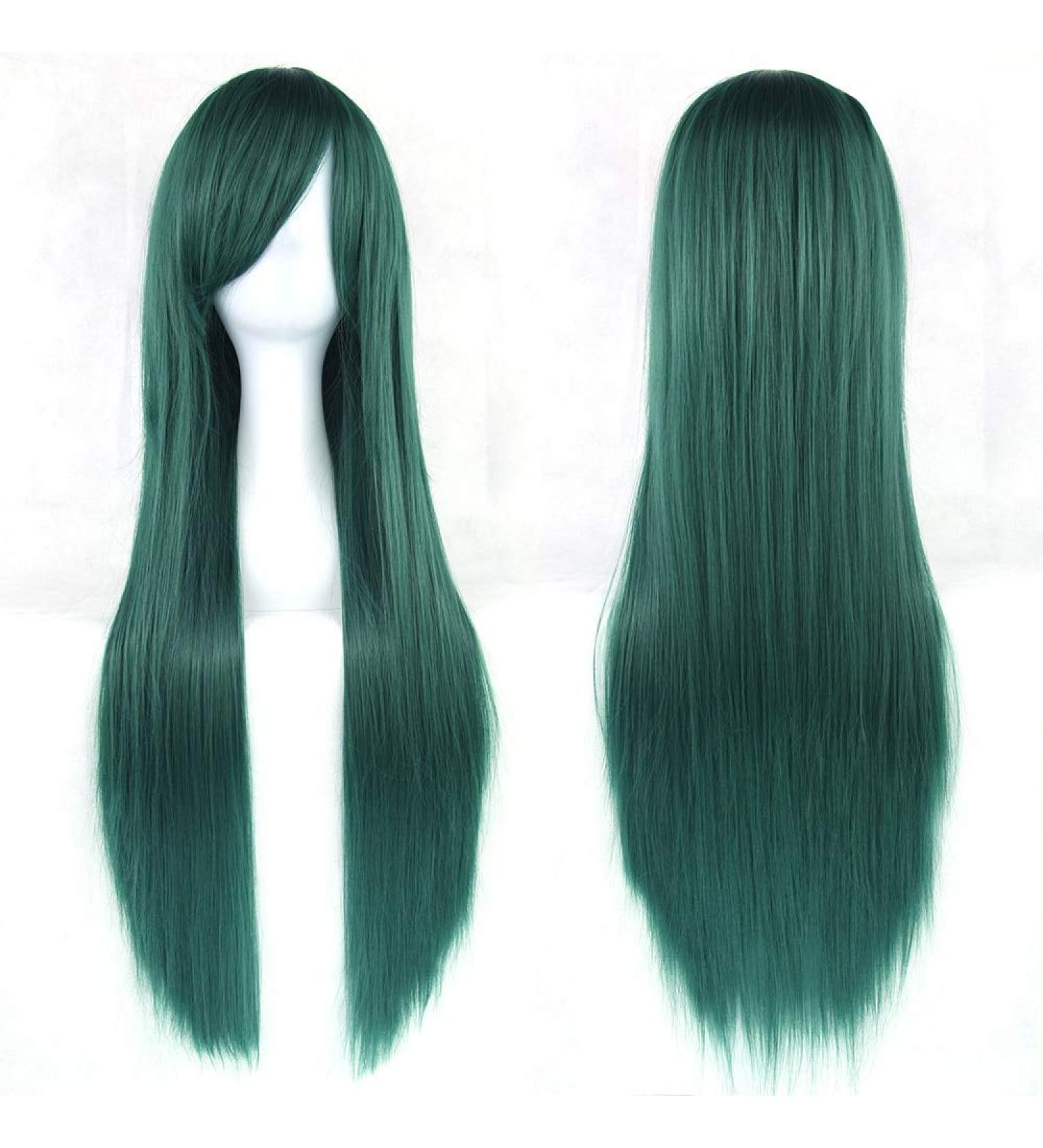 LFMDJF 24 Colors 80cm Long Straight Wigs Green Black Party Hair Accessories Synthetic Hair Wig for Women 32inches T1B/4/30#35