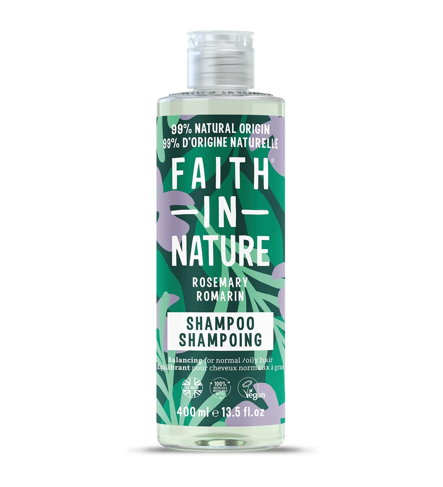 Faith In Nature Rosemary Natural Shampoo, Rebalancing, Vegan & Cruelty Free, Paraben & SLES Free, For Normal to Oily Hair, 400ml