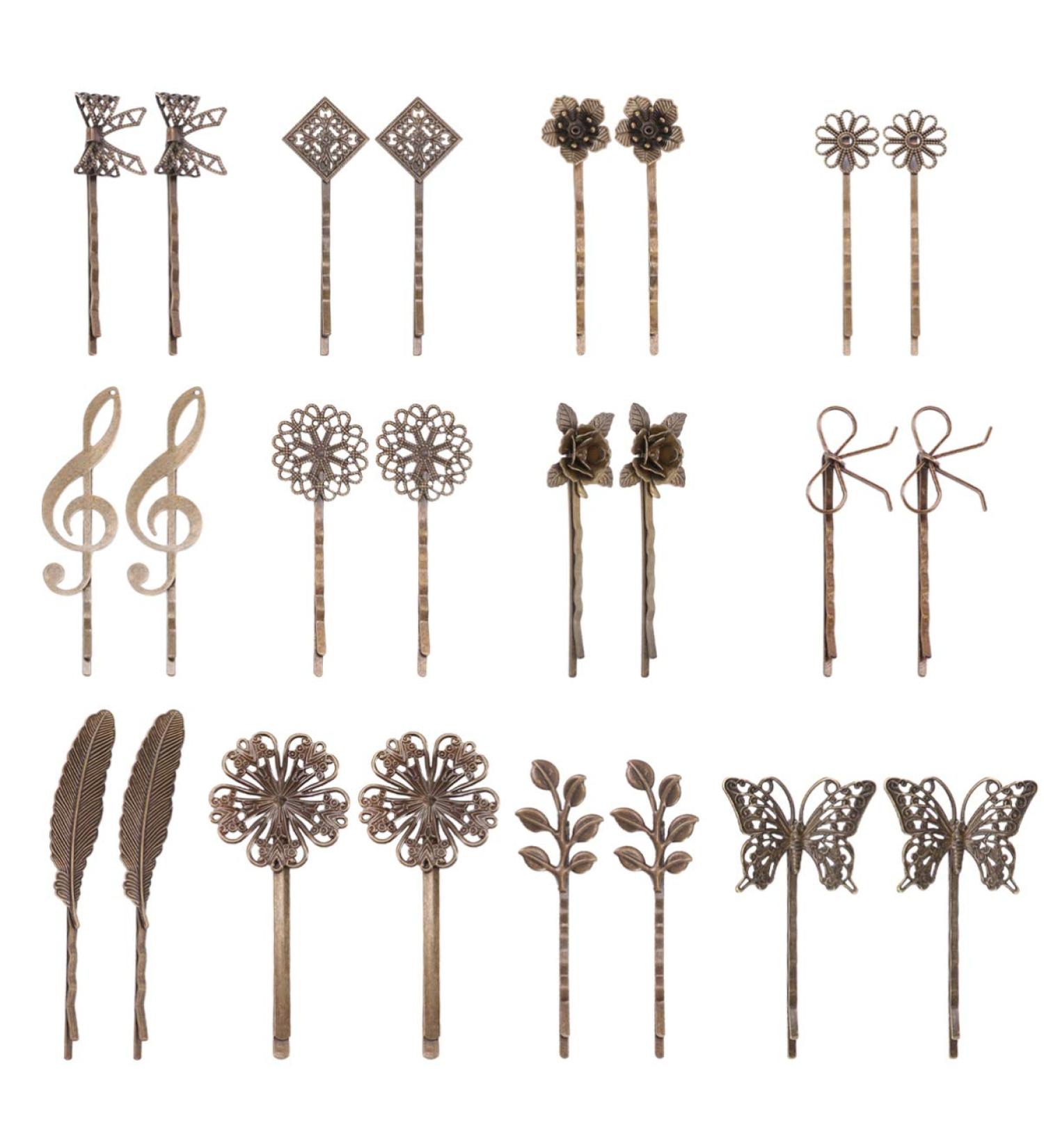 Shop Minkissy 24-Piece Vintage Bobby Pins Set - Retro Leaf & Butterfly Hair Accessories for Women & Girls - Worldwide Shipping - Buy Online on GoSupps.com
