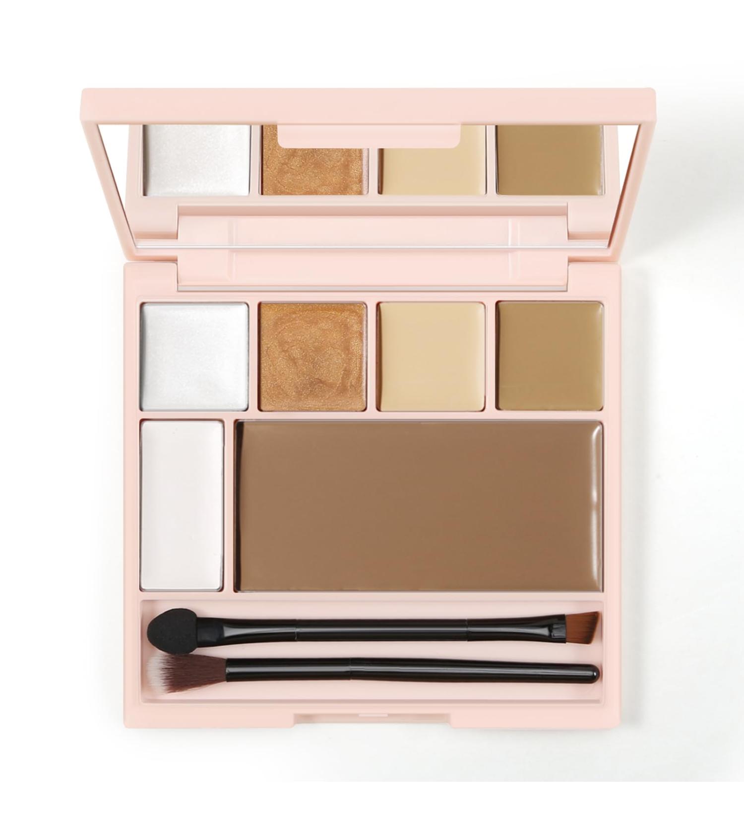 Boobeen 6 Colors Cream Contour Makeup Palette | Highlighter & Bronzer Kit with Mirror & Brush | Waterproof Concealer for Women - Buy Online on GoSupps.com