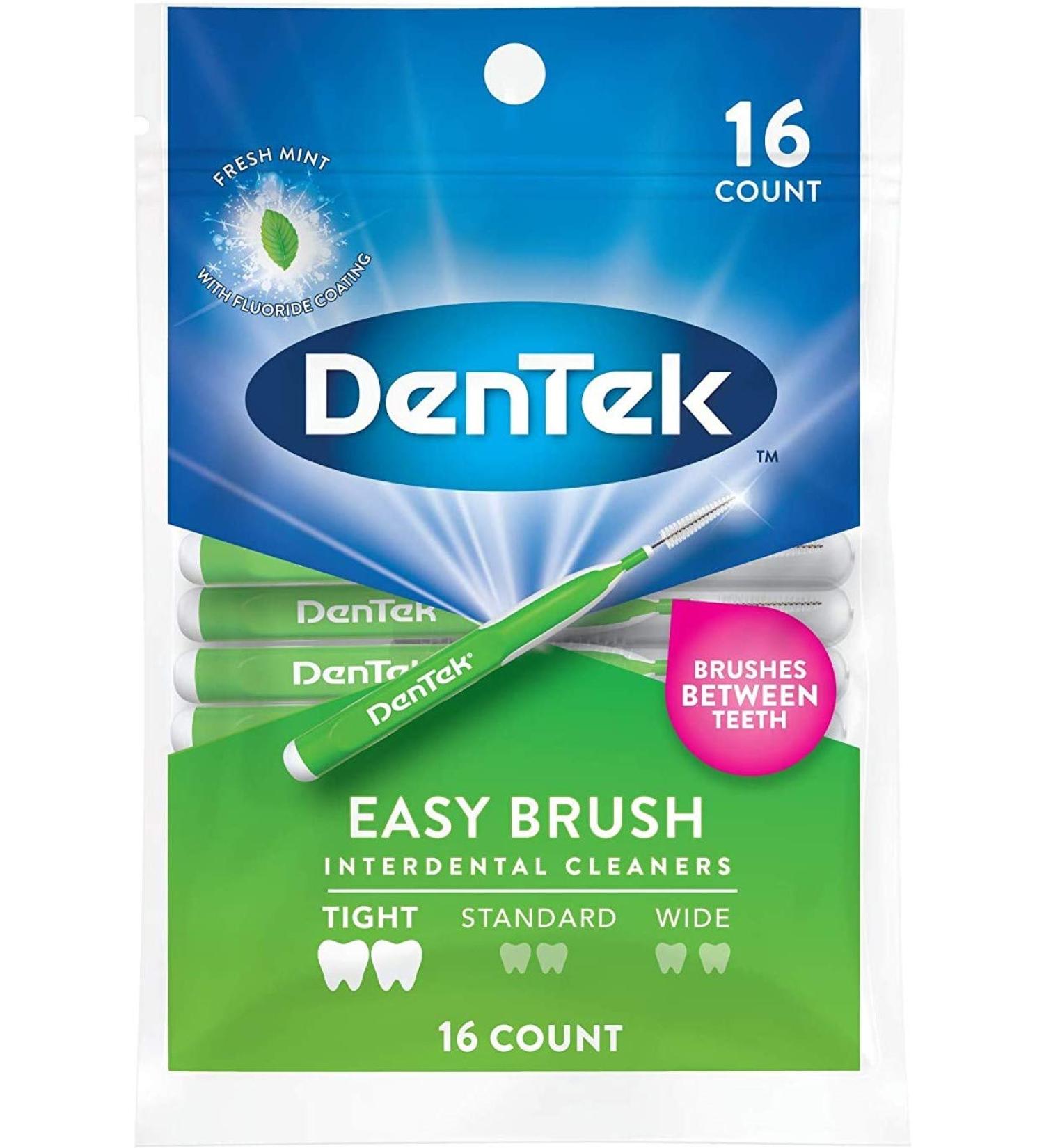 Dentek Easy Brush Fresh Mint Extra Tight Interdental Cleaners - 16 CT | Dental Picks for Precision Cleaning - Buy Online on GoSupps.com