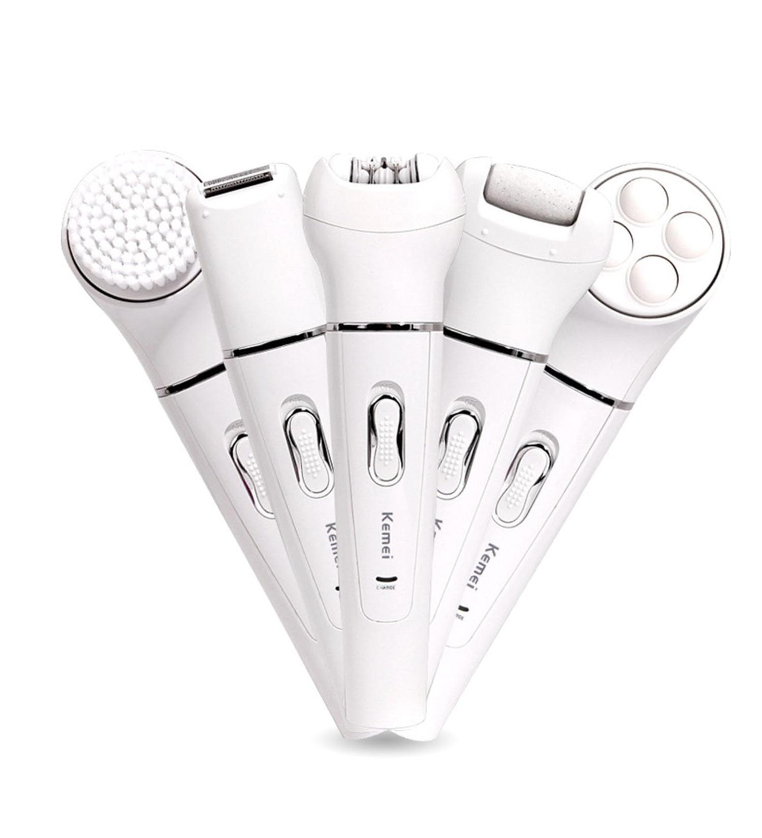 2023 5-in-1 Rechargeable Hair Removal Set with Epilator & Cleansing Brush - Painless Beauty Tools Kit for All Skin Types - Buy Online on GoSupps.com