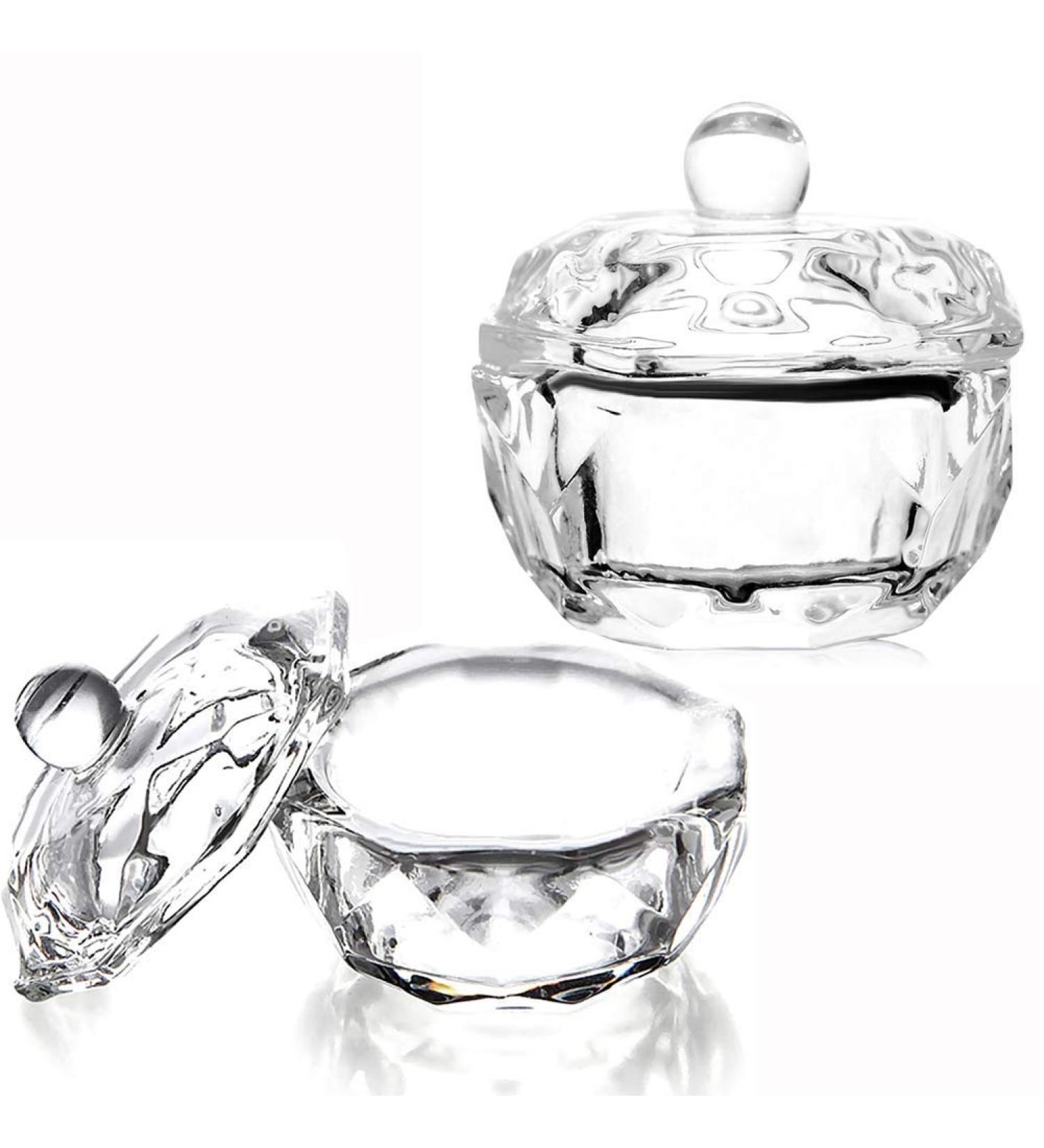 Clear Glass Dappen Dish with Lid - 2 Piece Acrylic Liquid Cups for Nail Art - Crystal Shell Dapping Dish & Powder Holder - Buy Online on GoSupps.com