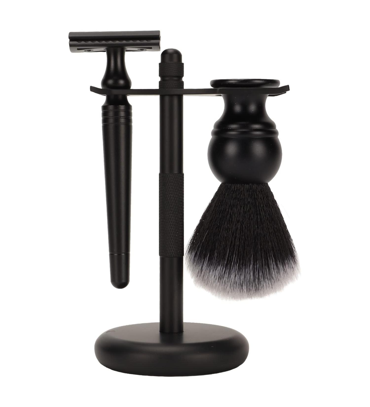 3-Piece Shaving Brush Set | Beard Trimmer & Mustache Care Tool with Stand | Premium Grooming Kit for Men - Buy Online on GoSupps.com