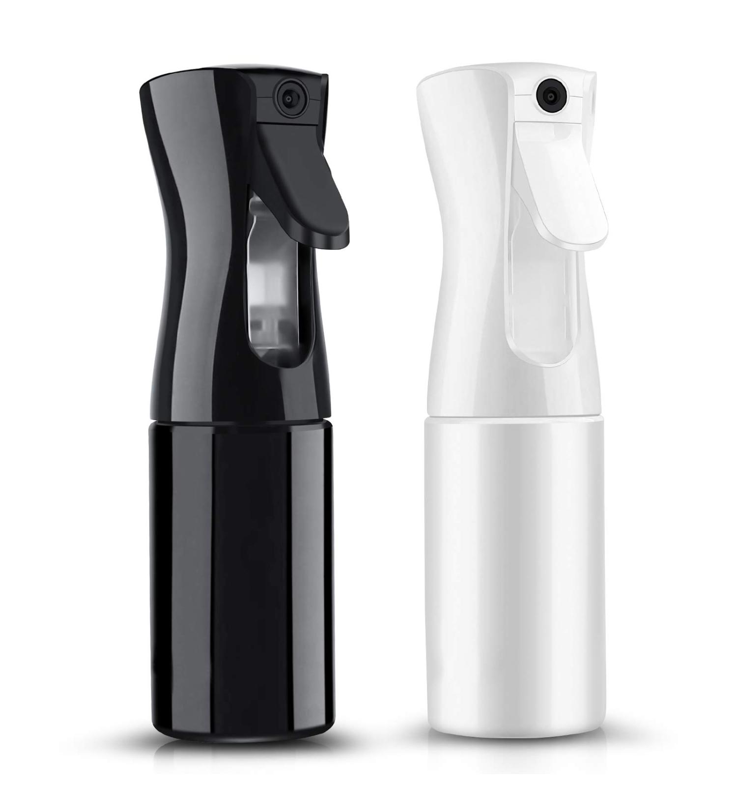 2 Pack 6.8oz Hair Spray Bottles - Continuous Fine Mist Sprayer for Salon, Hairstyling, Cleaning, Plants & Skin Care - Refillable Empty Bottles - Black + White - Buy Online on GoSupps.com