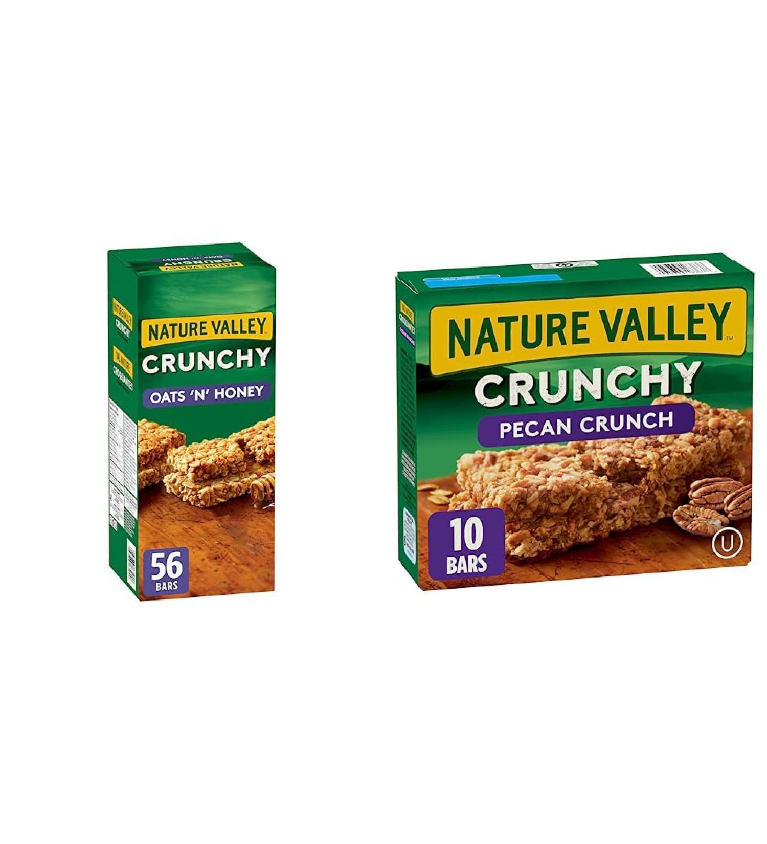 Nature Valley Crunchy Oats 'n' Honey Granola Bars & Crunchy Granola Bars Pecan Crunch 10 Count - Buy Online on GoSupps.com