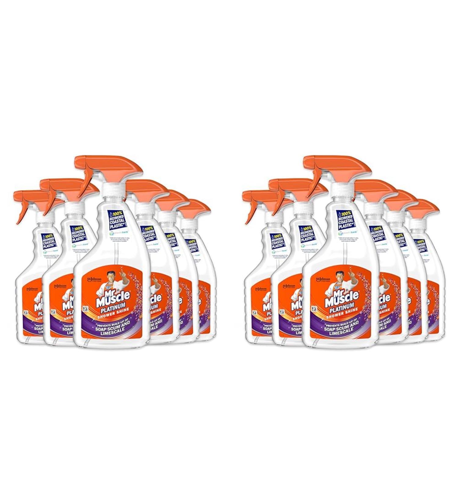 Mr Muscle Platinum Shower Shine Spray Bathroom Cleaner Pack of 12 (6 x 750ml) - Buy Online on GoSupps.com