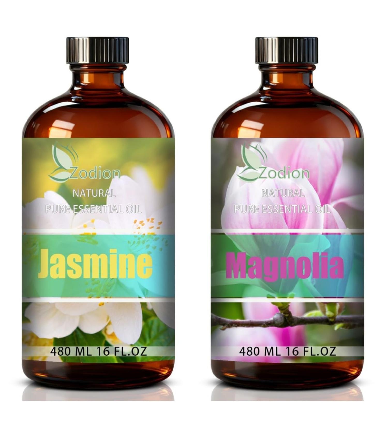 Magnolia Essential Oil and Jasmine Essential Oil 16 Fl Oz - Magnolia & Jasmine Oil for Diffuser Aromatherapy Home Fragrance Skin & Hair Care DIY Candle & Soap Making Yoga - Buy Online on GoSupps.com