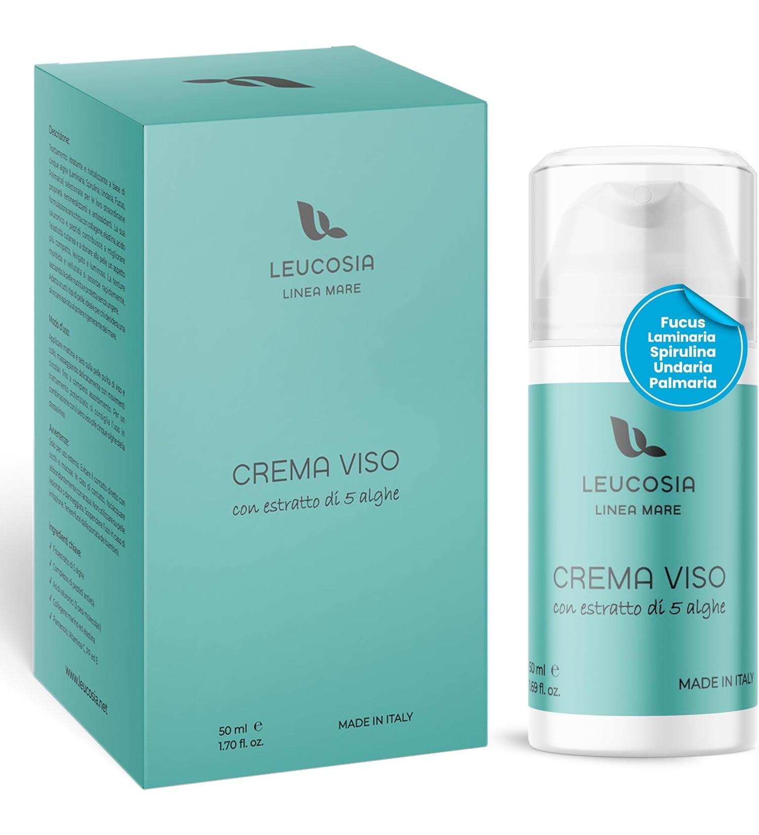 Leucosia Phytocosmetics Anti-Wrinkle Face Cream 50ml - THE SECRET OF 5 MARINE ALGAE - Leucosie Moisturizing Face Cream with Collagen Hyaluronic Acid Plumping and Antioxidant Action Inspired by Skincare