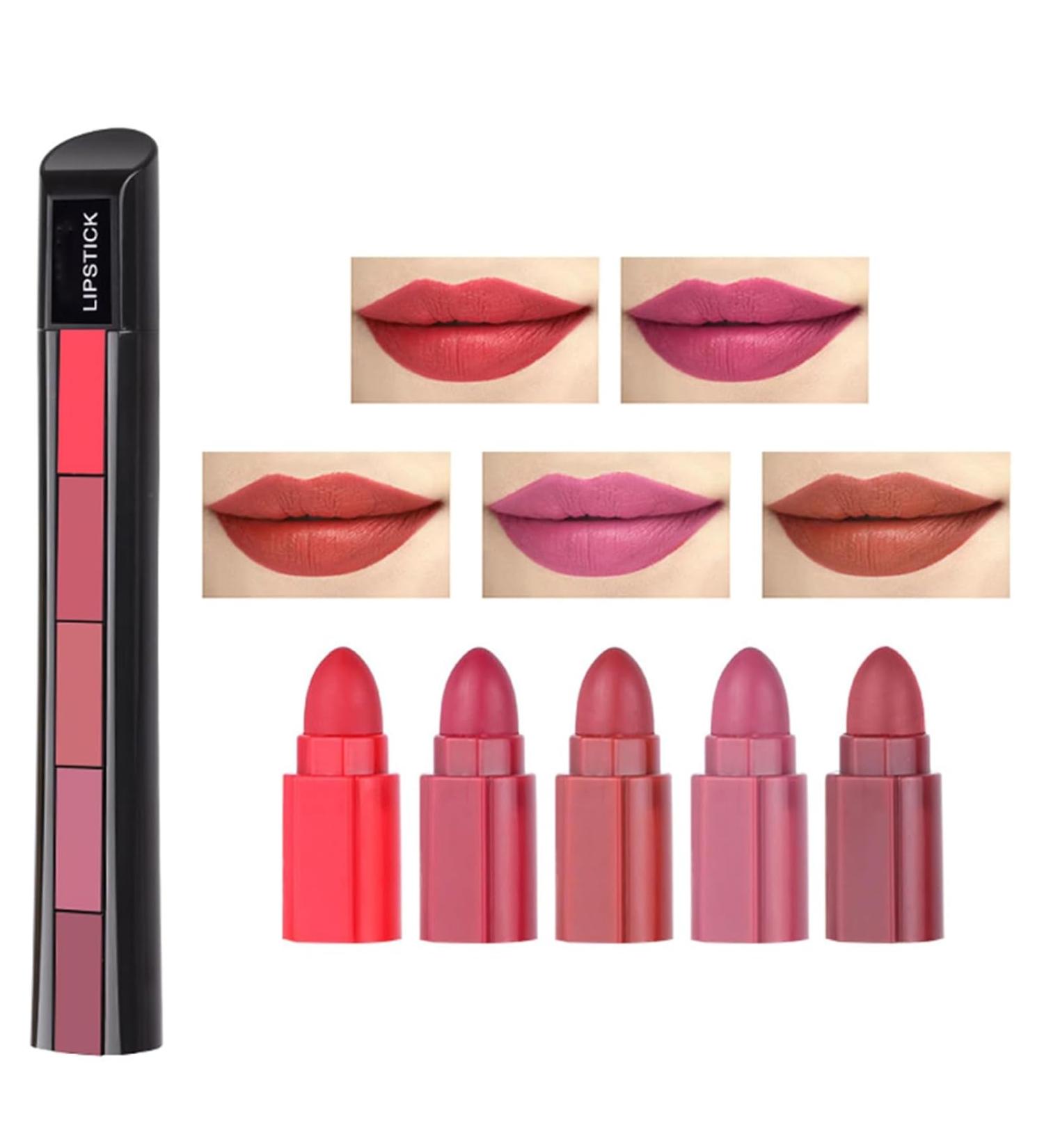 HOUSN Matte Lipstick 5 Colors Lipstick Set Waterproof Matte Velvet Lipstick Non-Stick Cup Lip Makeup Gift Box for Girls and Women - Buy Online on GoSupps.com