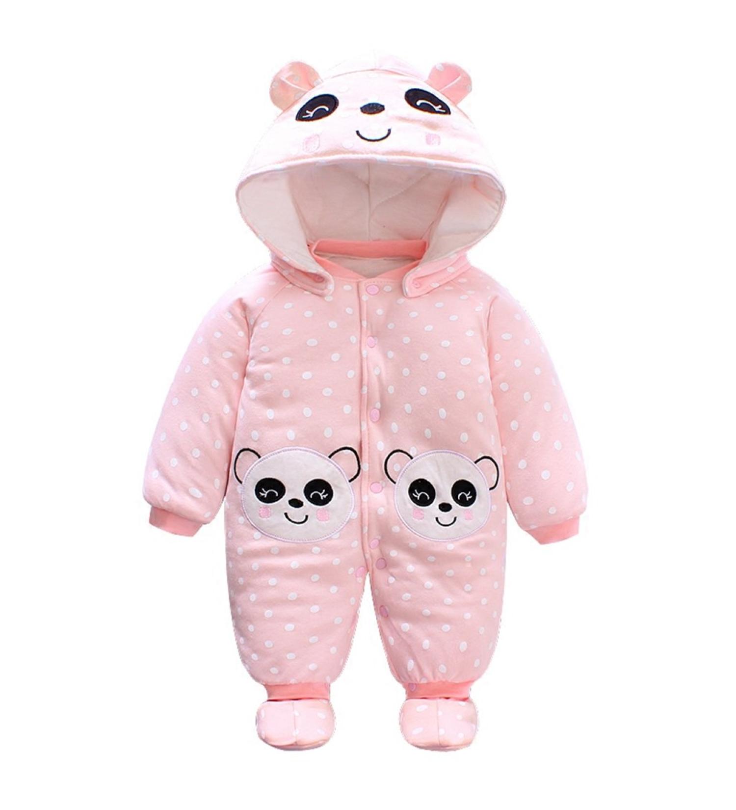 Minizone Baby Hooded Winter Romper with Footies and Hat | Girls Snowsuit Jumpsuit 3-6 Months Panda Design - Buy Online on GoSupps.com