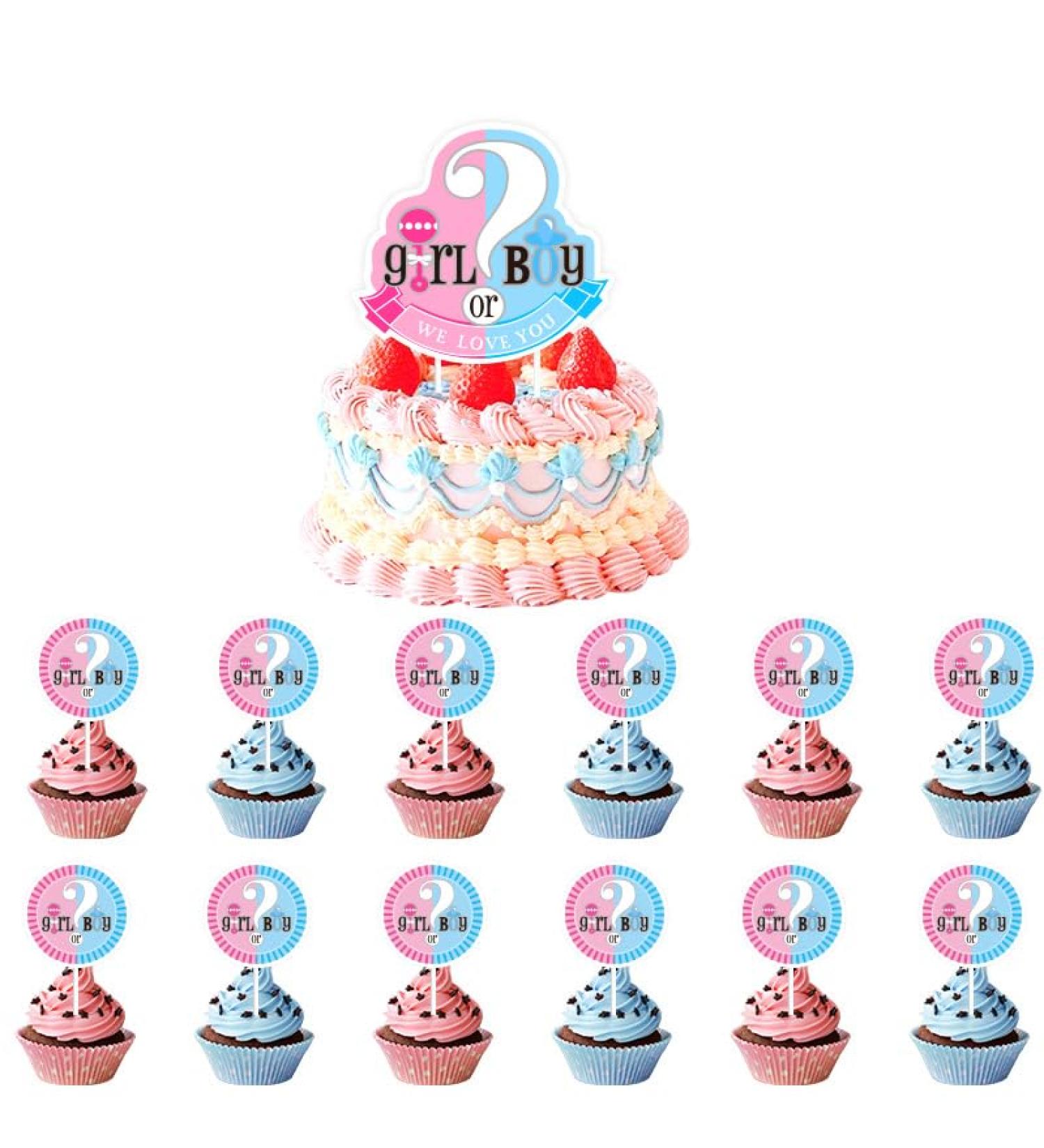 iNINGER Gender Reveal Cupcake Toppers Question Mark Cupcake Picks Boy or Girl Baby Shower Cake Topper Decorations for Kids Birthday Party Cake Decorations Supplies Cupcake Toppers-5 - Buy Online on GoSupps.com