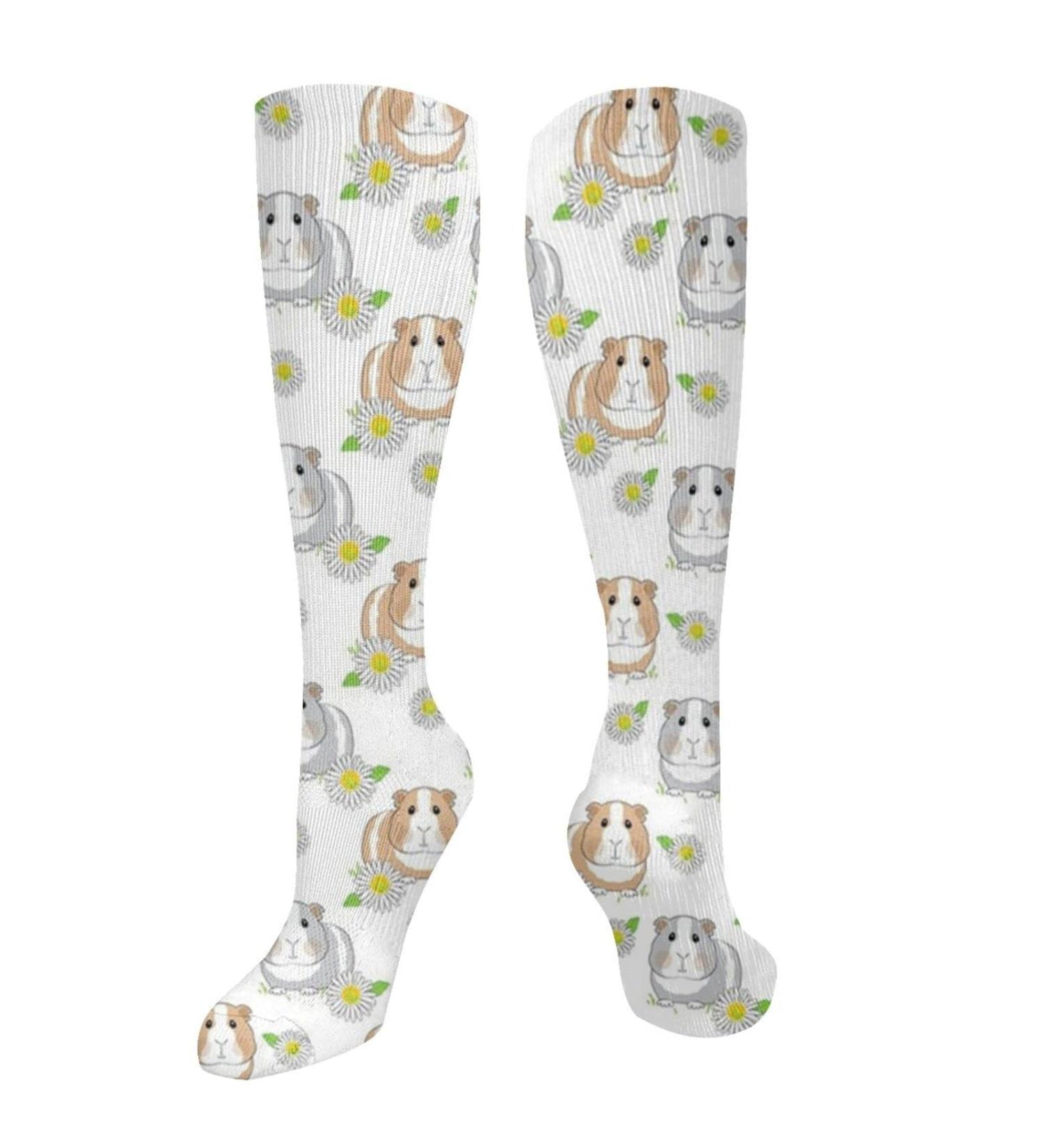 Shop Guinea Pig Daisy Compression Socks for Men & Women - 15-20 mmHg Circulation Support for Running & Cycling - Buy Online on GoSupps.com
