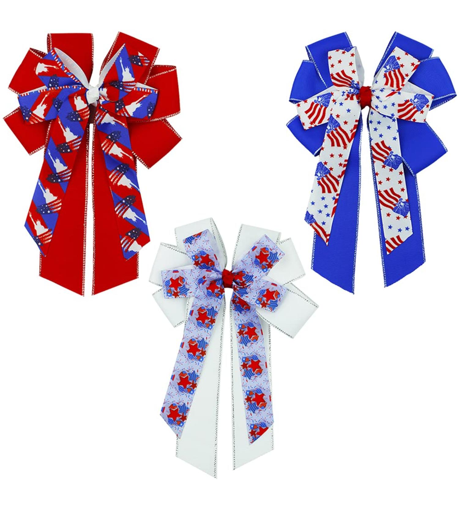 Patriotic Flag Clips Hair Accessories for July 4th - Cheerleader Hair Bows (3 Pack) - Buy Online on GoSupps.com
