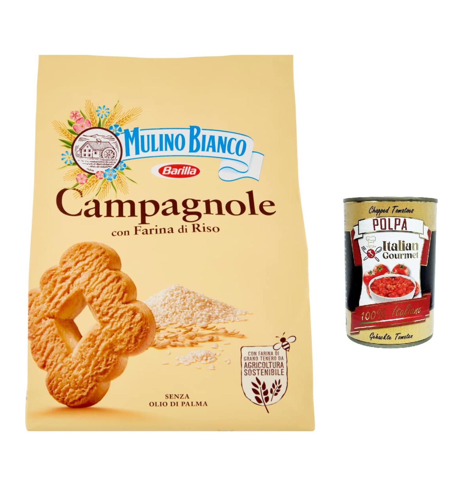 Mulino Bianco Campagnole Lot of 12 biscuits sanded with rice flours 700 g + Italian Gourmet pulp 400 g - Buy Online on GoSupps.com