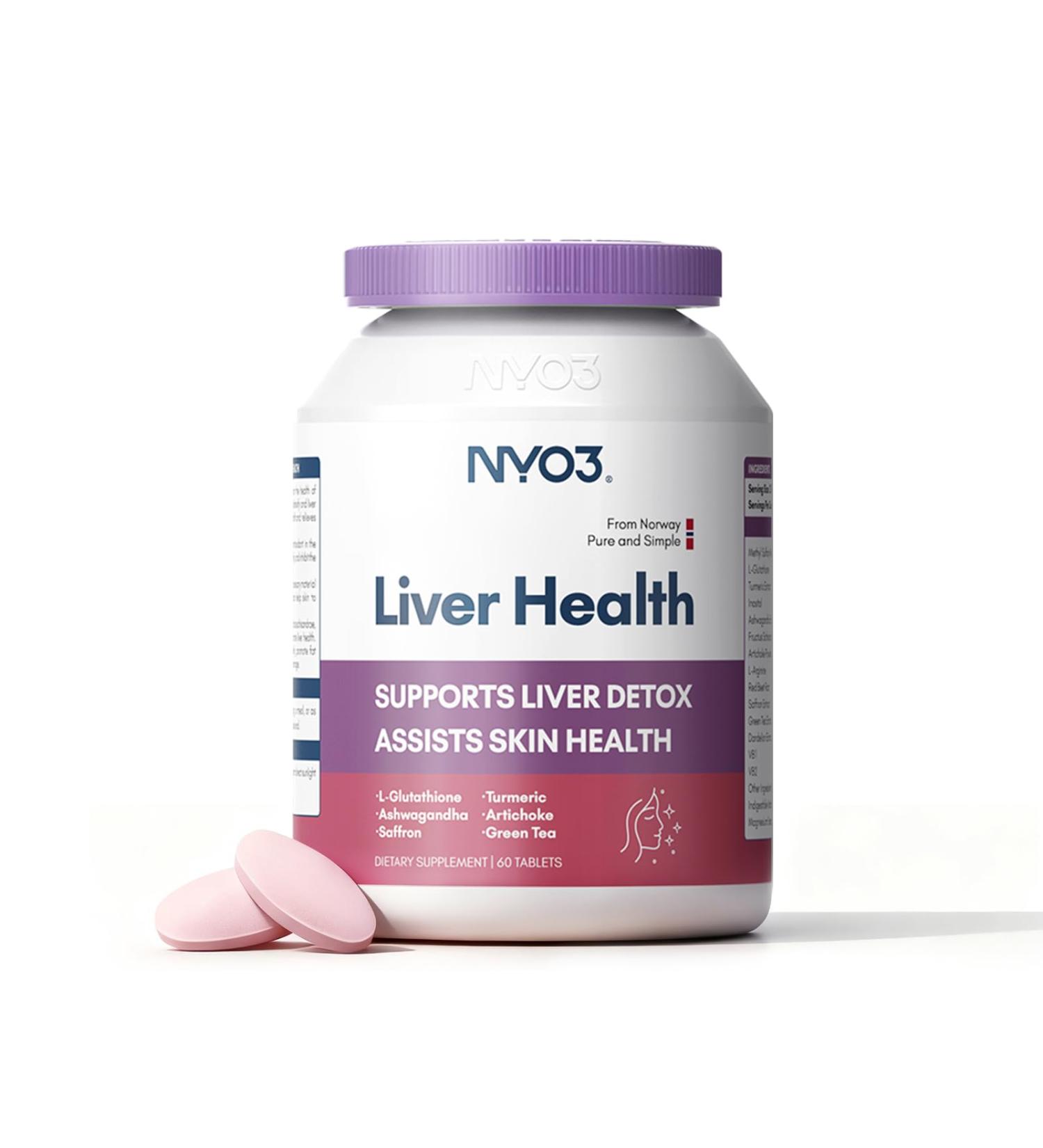 NYO3 Liver Health with Turmeric MSM Artichoke & Dandelion Support Liver Detoxify & Assist Skin Health Designed Exclusively for Women 60 Tablets - Buy Online on GoSupps.com