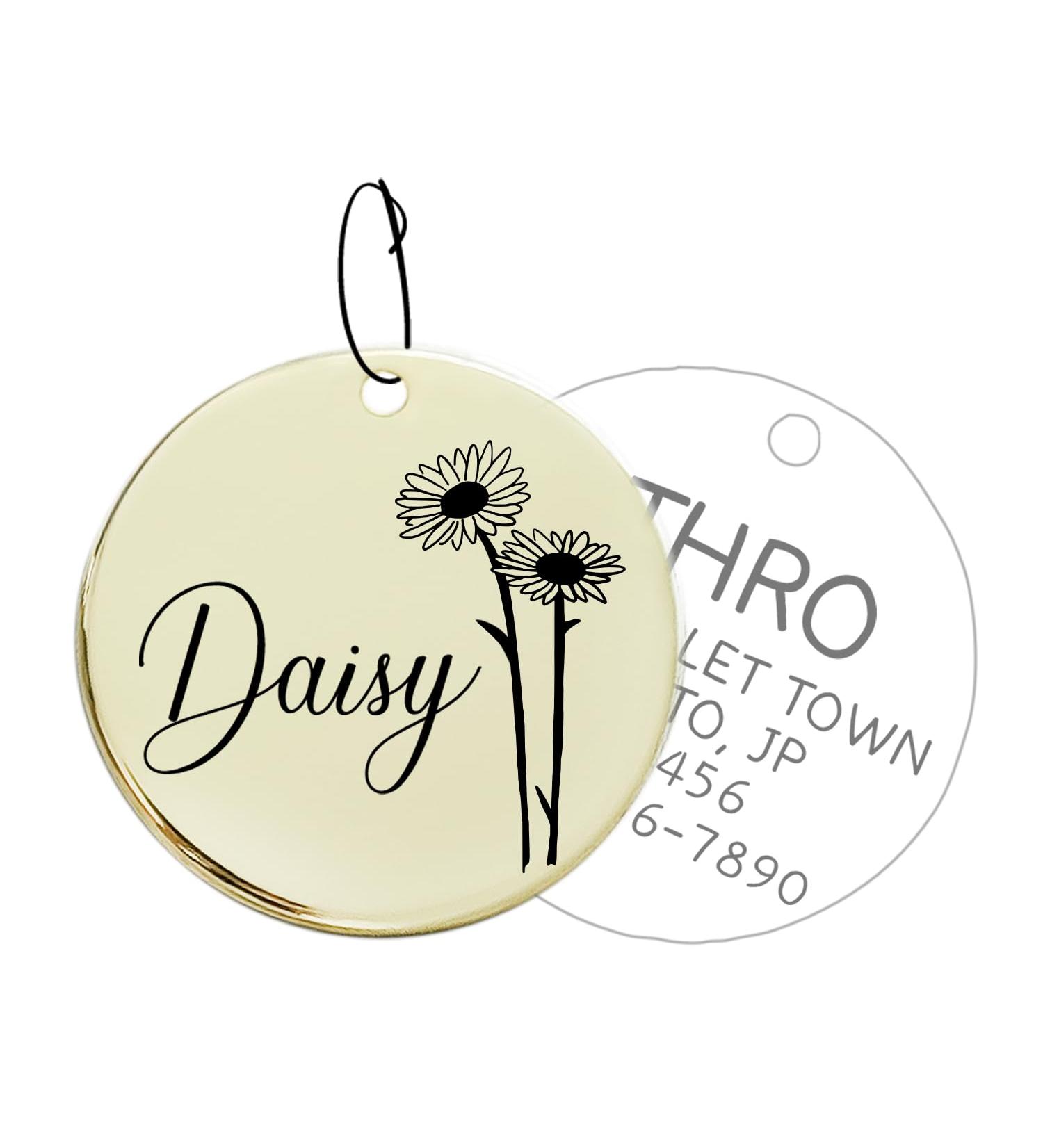 Floral Bloom Personalized Stainless Steel Dog & Cat ID Tags - Double-Sided Engraving & Safe Edge Cut for Beautiful Pet Identity - Buy Online on GoSupps.com