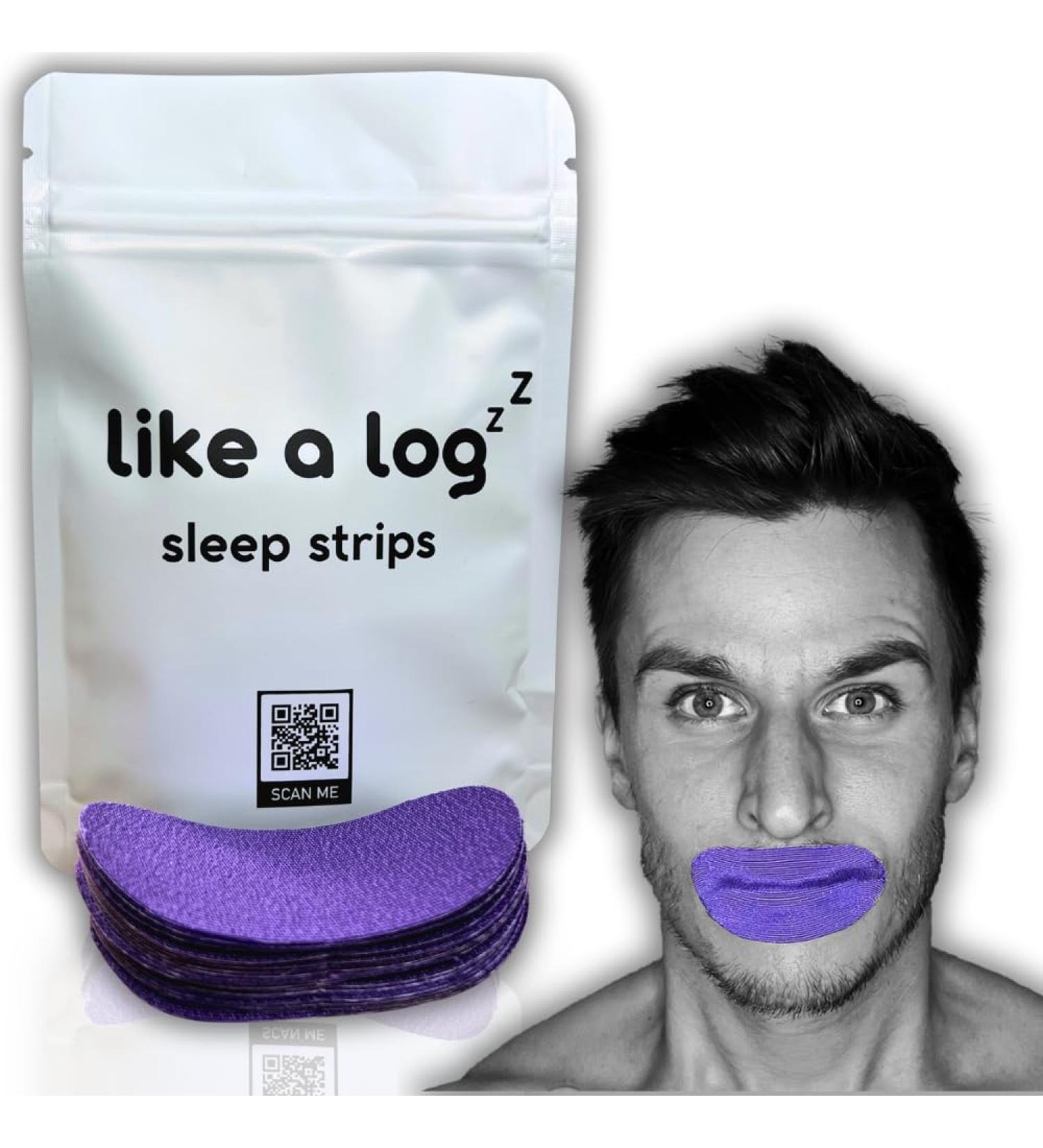 Premium Mouth Tape by Like A Log - 30 Pack Sleep Strips for a Better Night's Sleep Reduced Snoring and Improved Nasal Breathing Gentle Adhesive Breathable Fabric - Sleep Aid for Men & Women - Buy Online on GoSupps.com