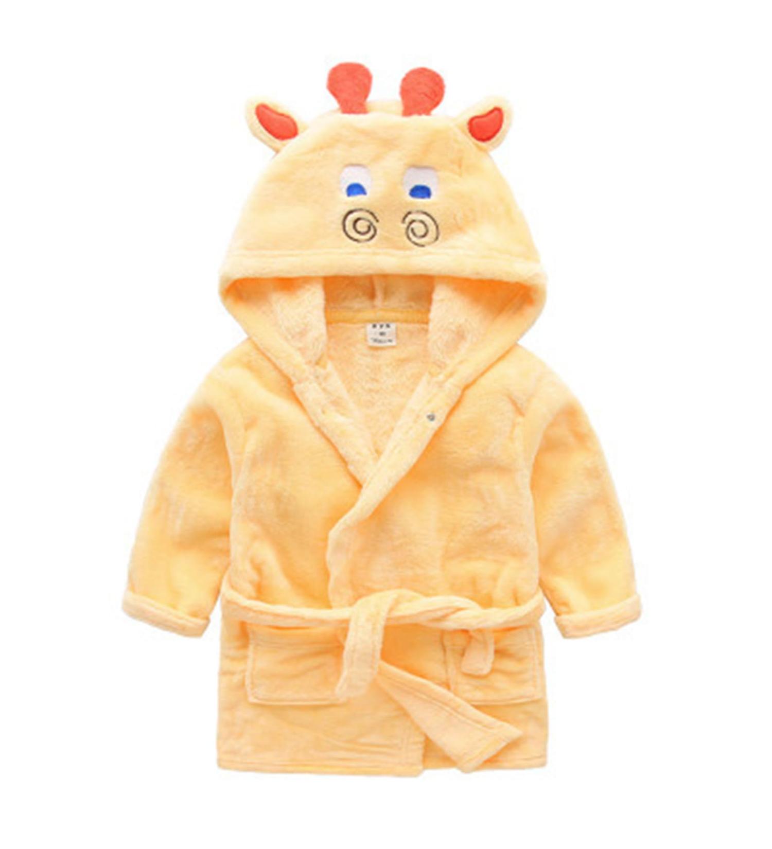 Feiliandajj Unisex Baby Toddler Fleece Bathrobe with Cute Animal Ears - Soft Hooded Terry Gown for Boys & Girls Ages 1-6 Orange - Buy Online on GoSupps.com