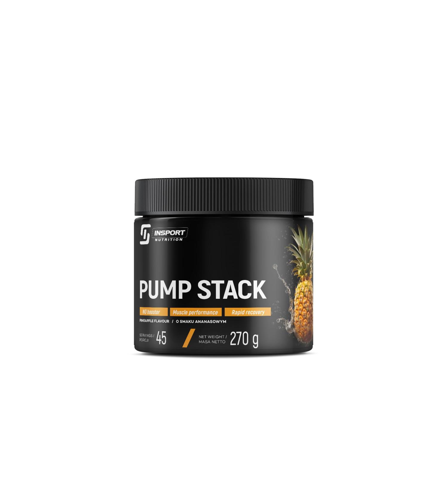 INSPORT Nutrition - Pump Stack - Multi-component product - AAKG - Citrulline malate - Taurine - Vitamin B6 - Professional Sports Supplement - 45 Servings - 270g Powder - Taste: (Pineapple) - Buy Online on GoSupps.com