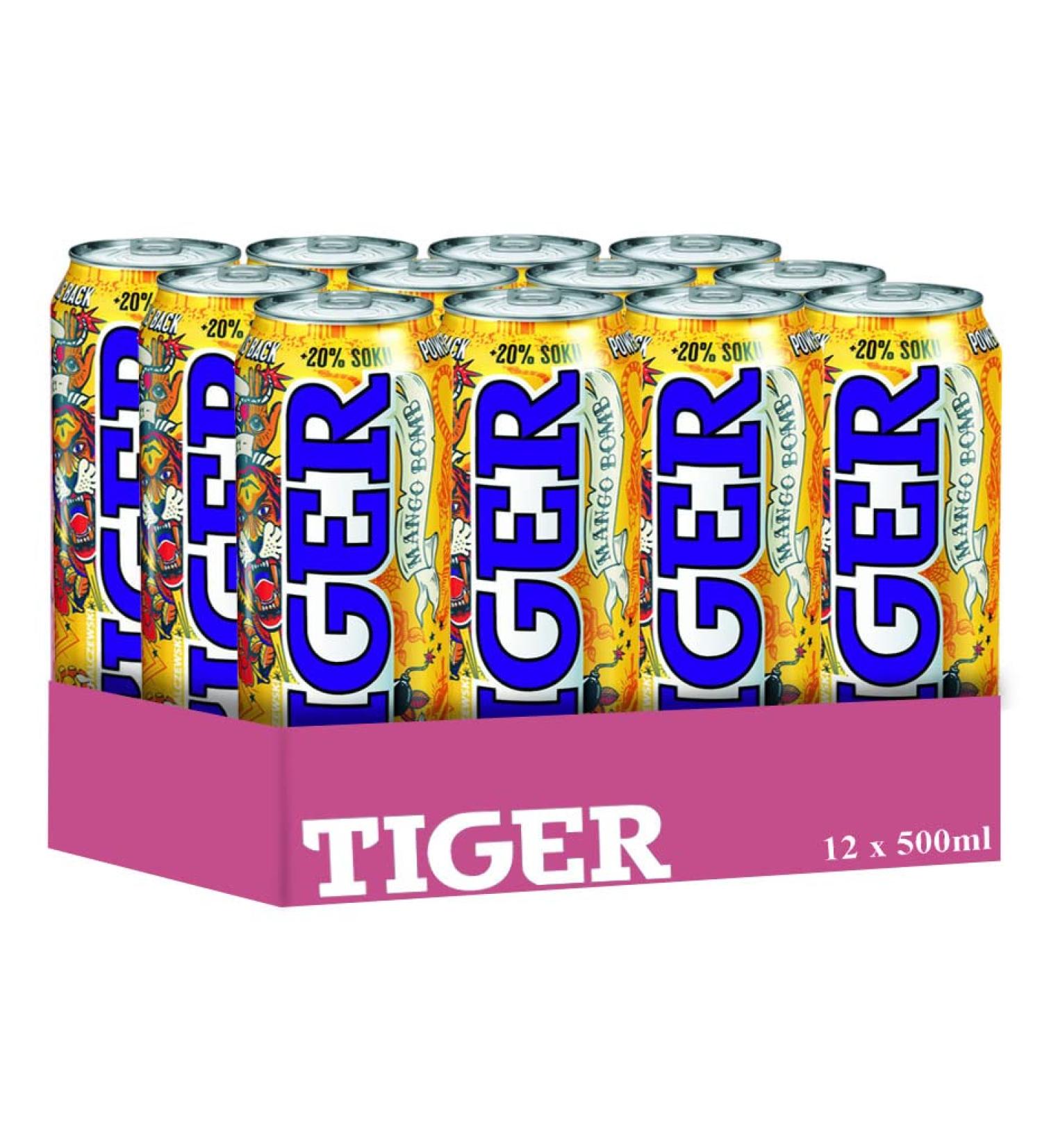  CAIYA 12X Tiger - Energy Drink MANGO BOMB 500ml "Power is Back" - Fruit Sparkling Energy Drink - 2022 - Buy Online on GoSupps.com
