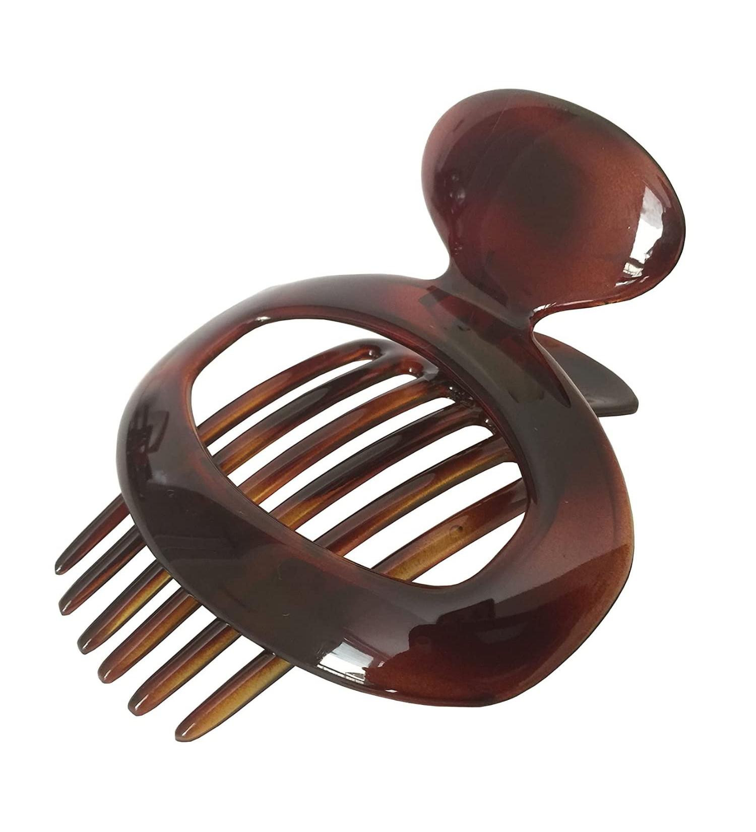 Parcelona French Duck Beak Oval Shell Brown 4 inch Celluloid Hair Claw Clip - Buy Online on GoSupps.com