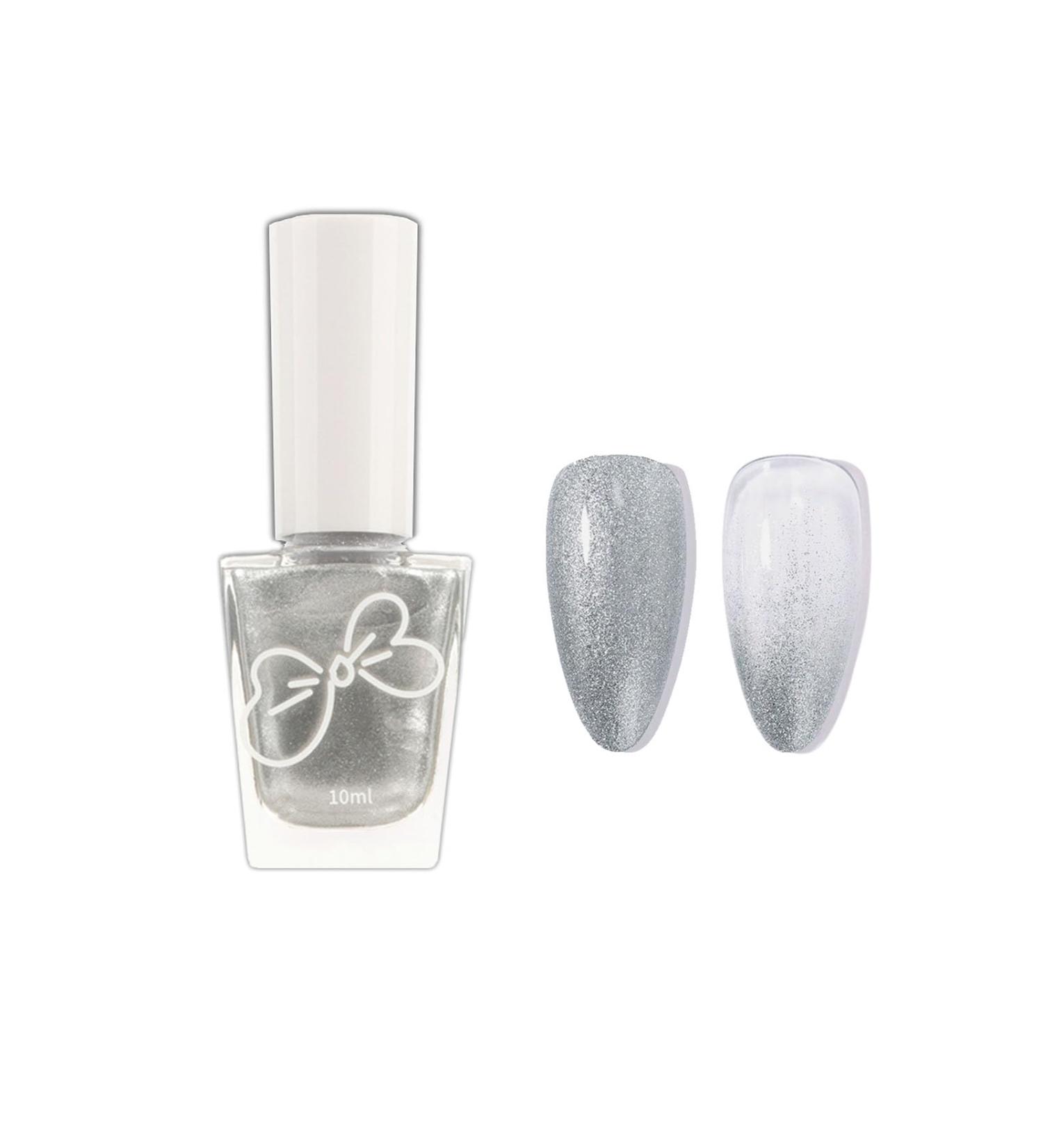 Metal Nail Polish Gel Silvery Glitter Mirror Effect Holographic Quick Dry Nail Gel Varnish Shimmering Metallic Shining Sparkling Long Lasting No Need Cure DIY Nail Art Manicure at Home - Buy Online on GoSupps.com