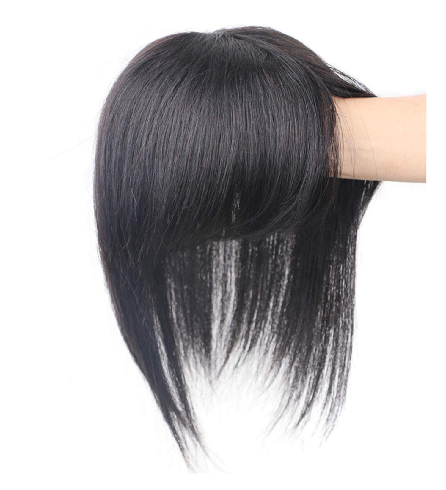 Real Hair Clip-On Bangs Crown Wig Topper for Thinner Hair - 10 Inch Black Wiglet for Women - Buy Online on GoSupps.com