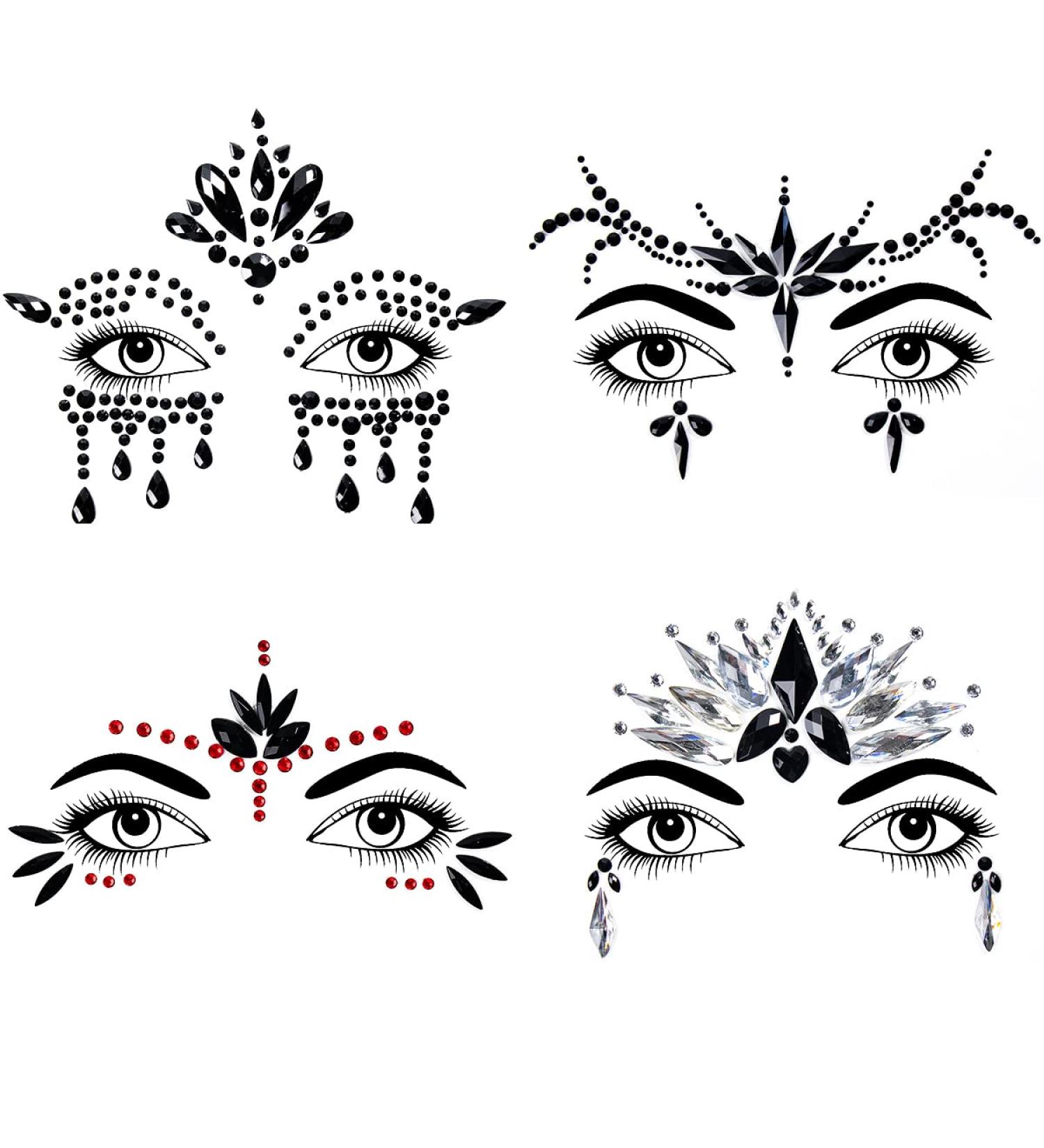 Bowitzki Halloween Mermaid Face Jewels Rhinestone Stickers - Black B - Buy Online on GoSupps.com