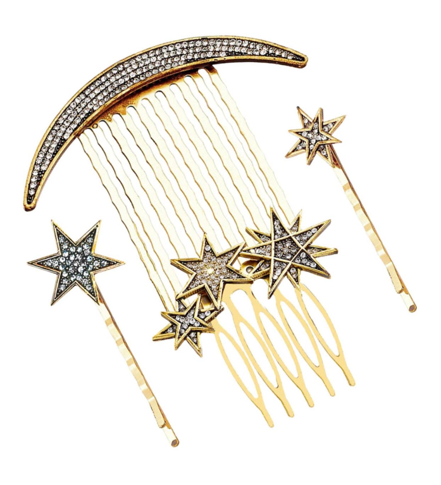 PAMINGONO 1 Set Star Moon Hairpin Wedding Side Comb Hair Decor Wedding Hair Combs Bridal Hair Comb Hair Clip Side Comb Wedding Hair Barrettes Star Hair Barrettes Star Hairpins Hair Clip Comb - Buy Online on GoSupps.com