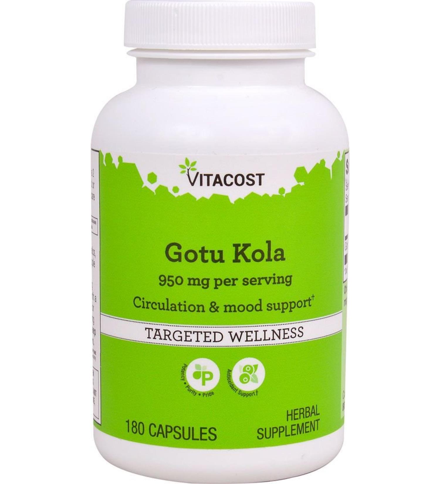 Vitacost Gotu Kola -- 950 mg per serving - 180 Capsules