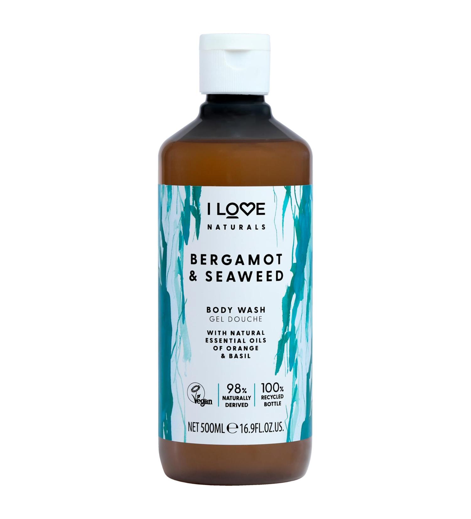 I LOVE Naturals Bergamot and Seaweed Body Wash - Moisturizing Body Wash - Infused with Essential Oils - Plant-Based Body Cleanser - 16.9 oz