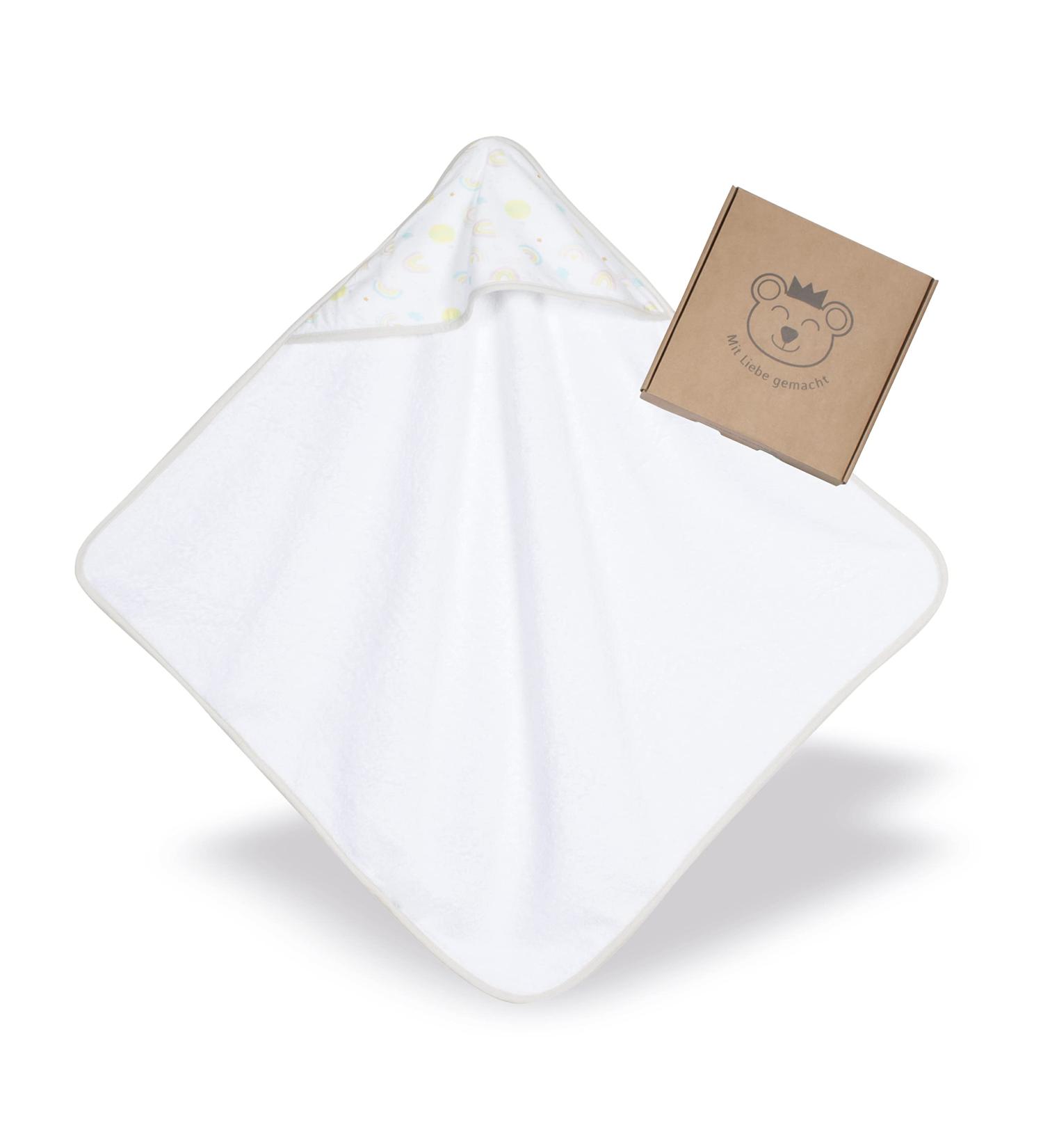 Kolibri Baby Hooded Towel | 75x75 cm | 100% Cotton | Oeko Tex 100 | Best Gift for Newborns | Unisex Rainbow & Balloon Design - Buy Online on GoSupps.com