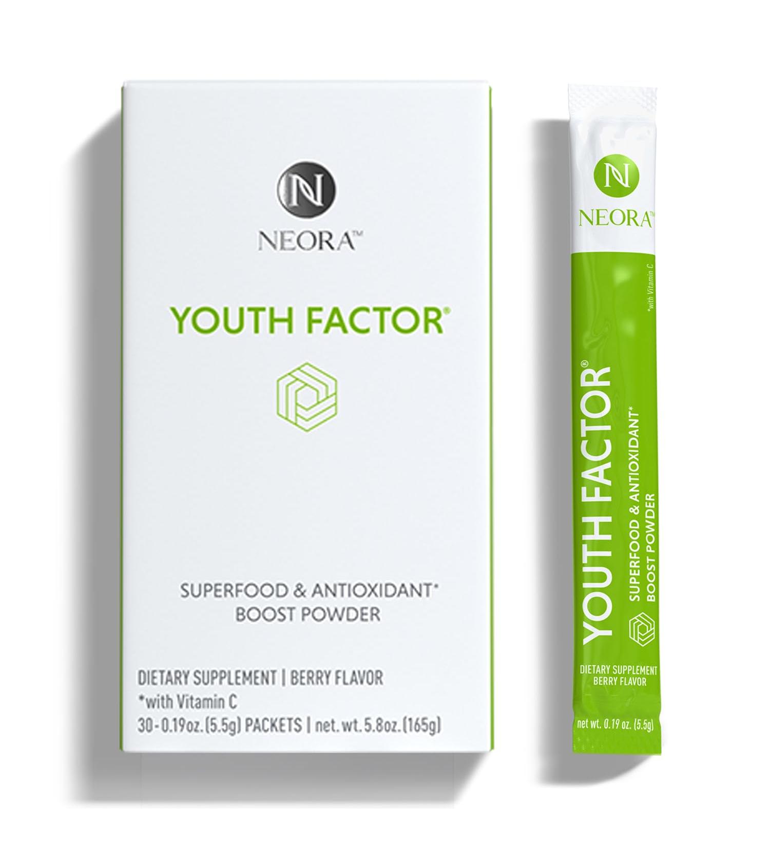 NEORA Youth Factor - Superfood Boost Powder - pH Balance Hair Skin Nails Support Fruits & Veggies Equivalent Nutrient Absorption - 30 Packets - Buy Online on GoSupps.com